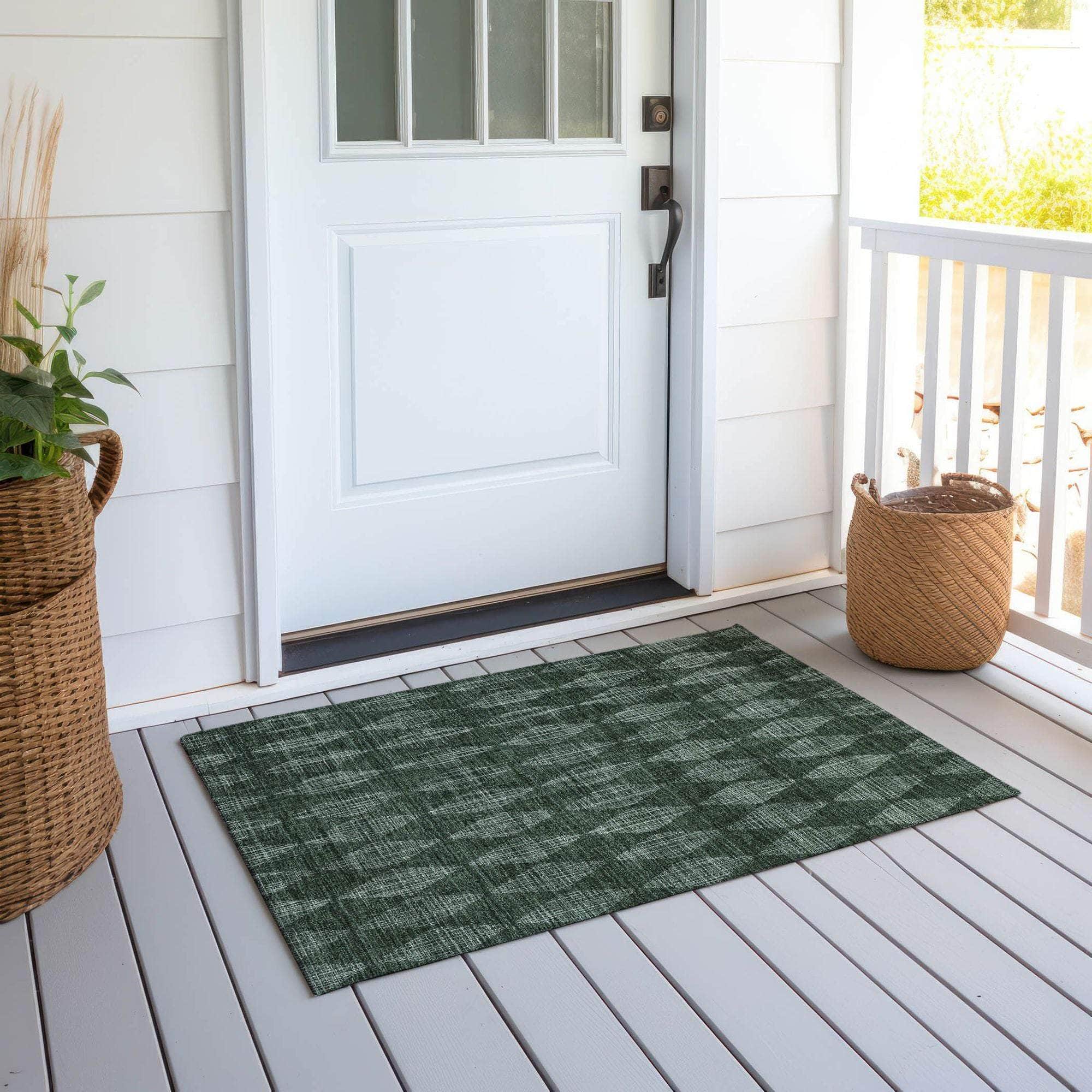 Machine Made ACN578 Olive Green Rugs