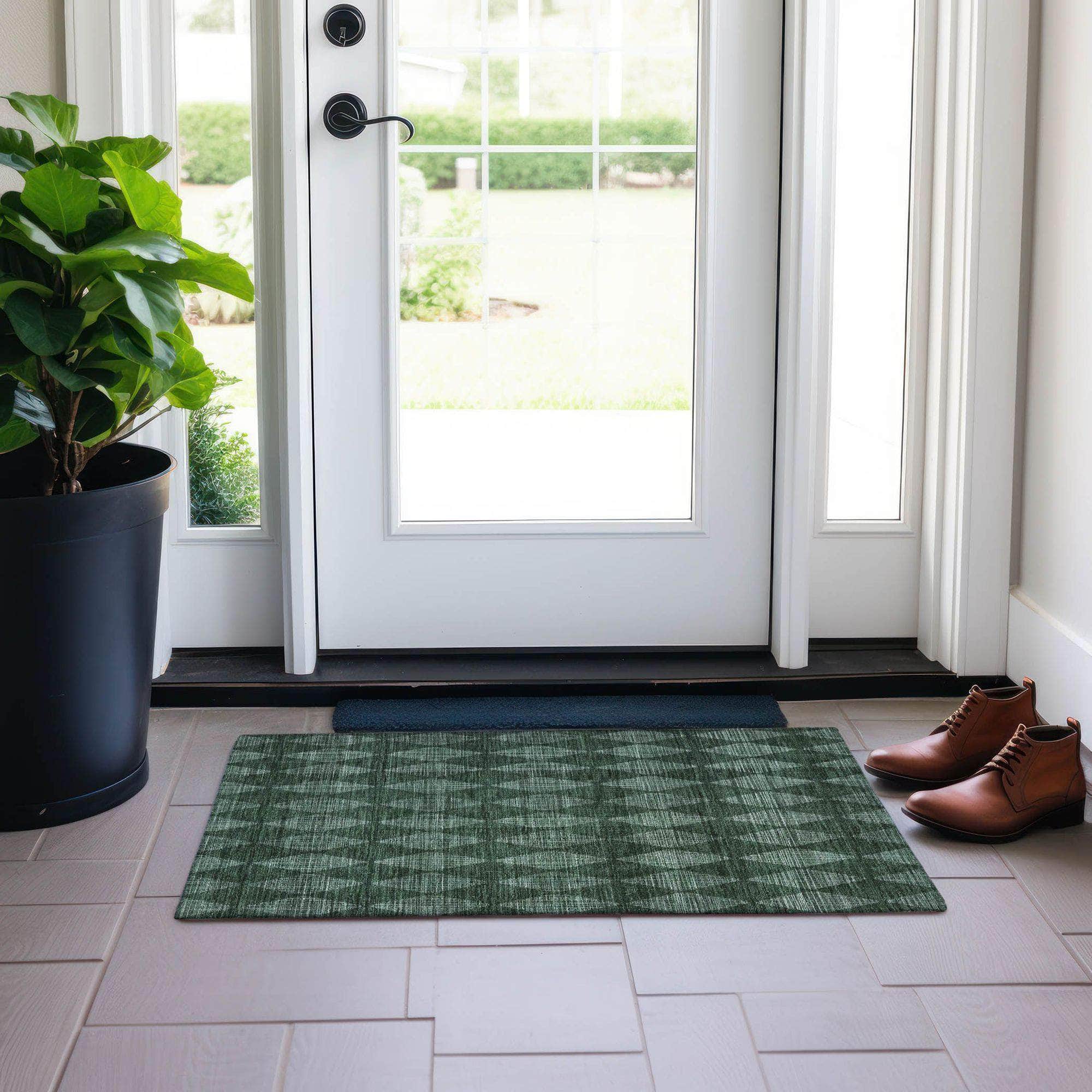 Machine Made ACN578 Olive Green Rugs