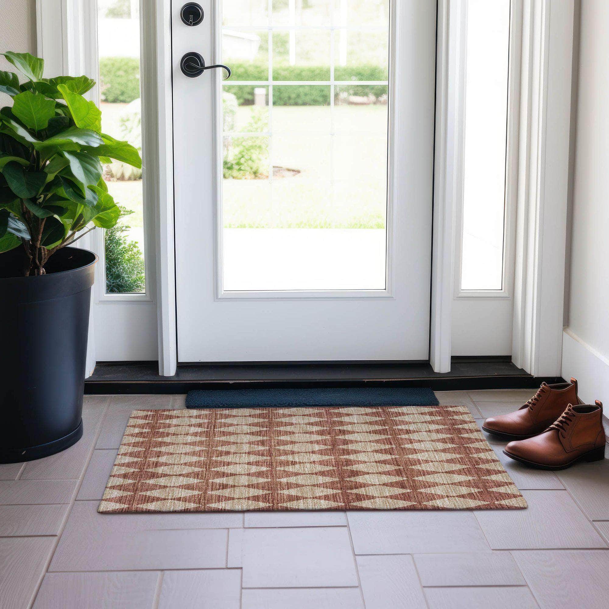 Machine Made ACN578 Paprika Orange Rugs
