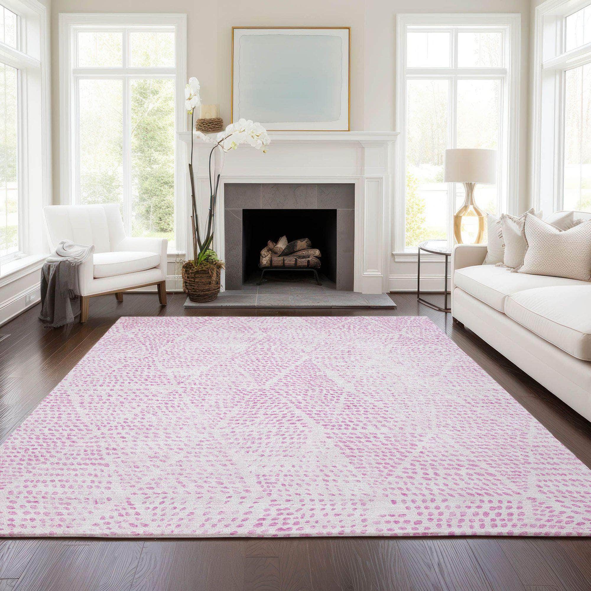 Machine Made ACN591 Pink Rugs