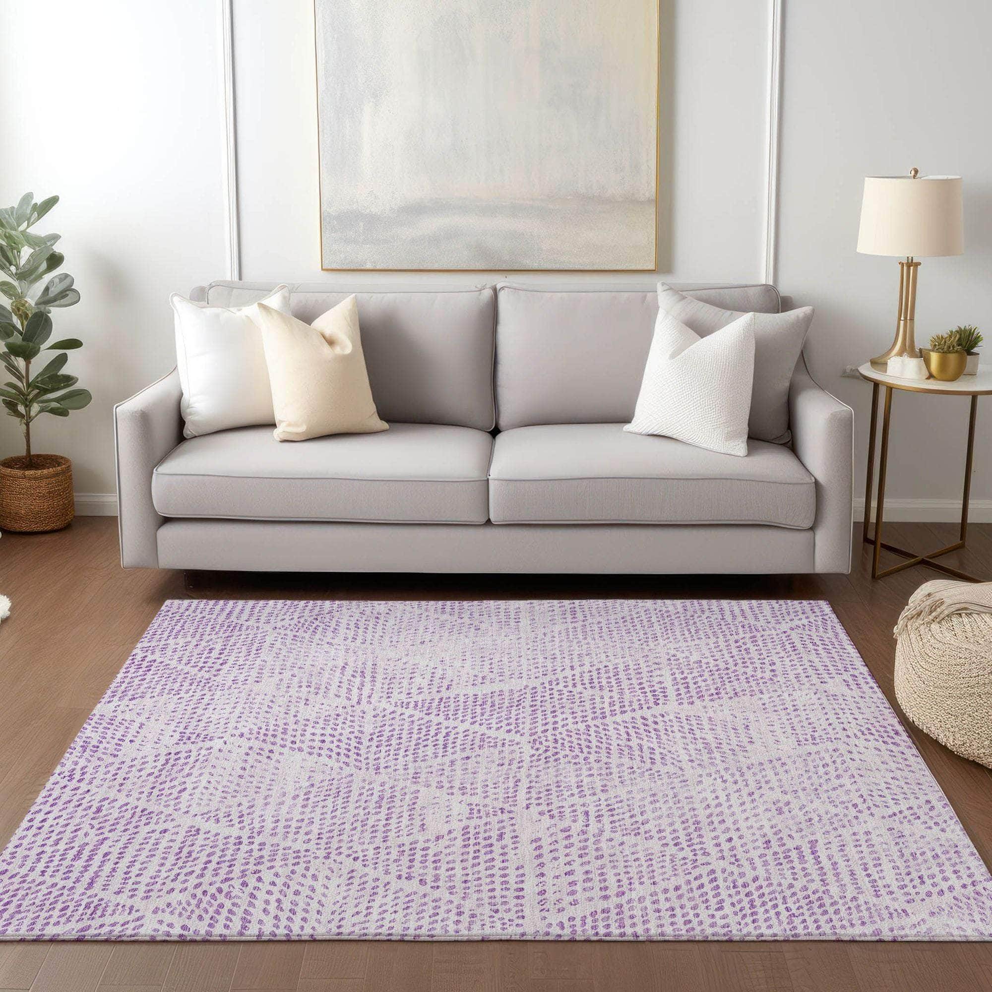 Machine Made ACN591 Purple Rugs