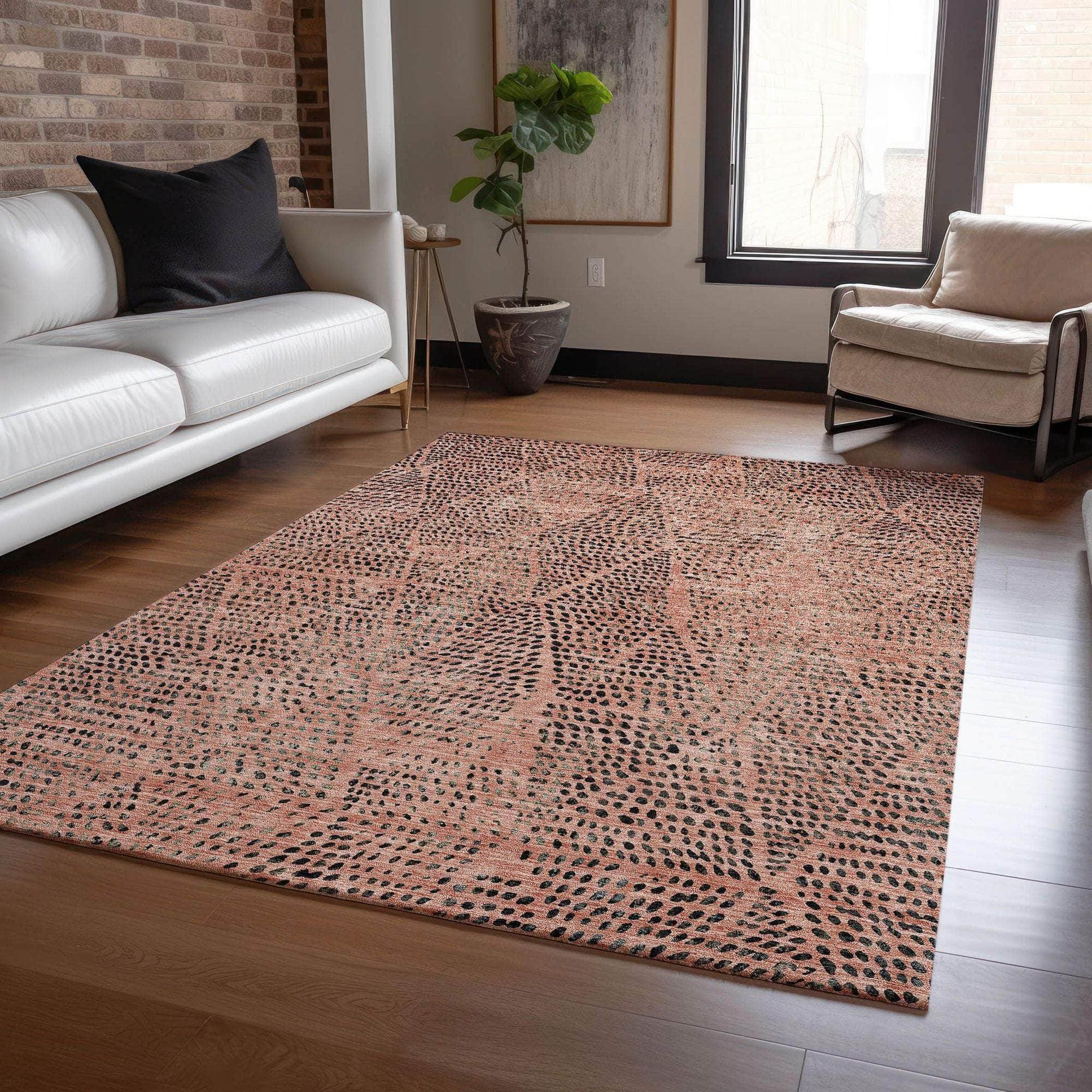Machine Made ACN591 Salmon Orange Rugs