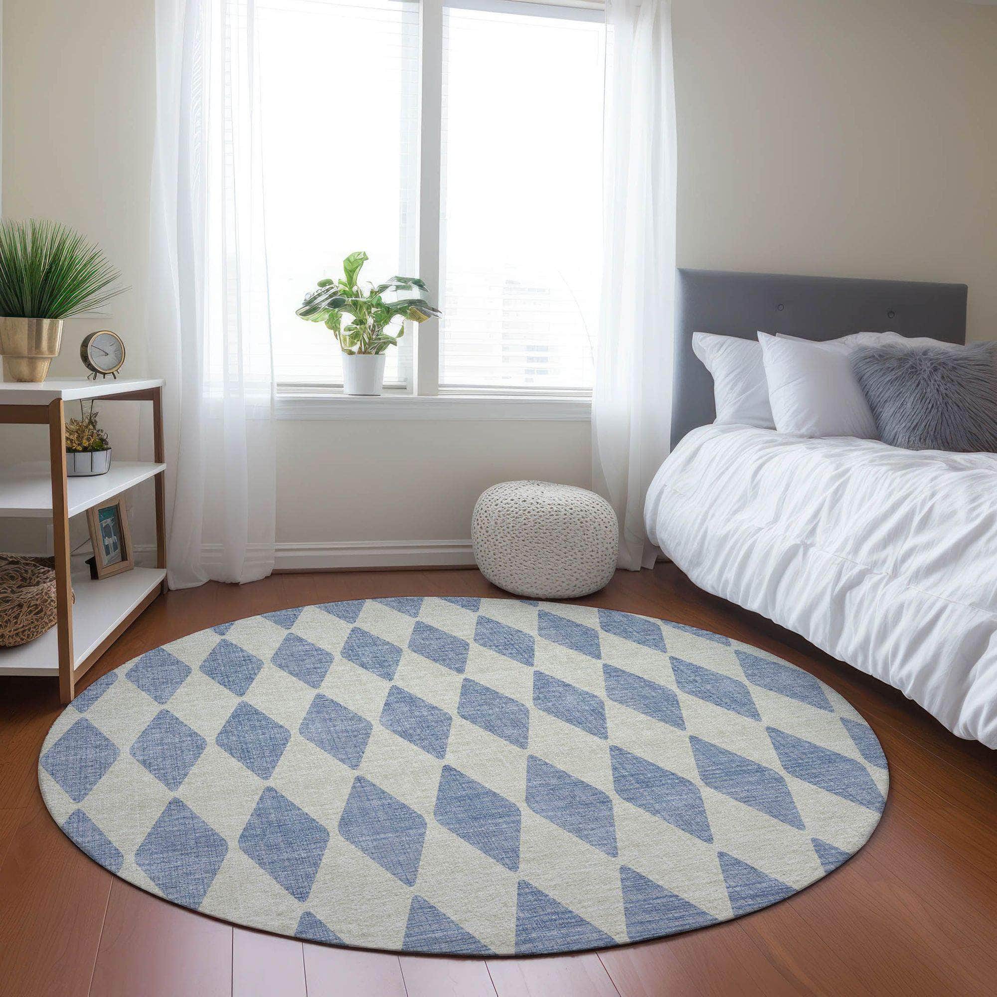 Machine Made ACN578 Sky Blue Rugs