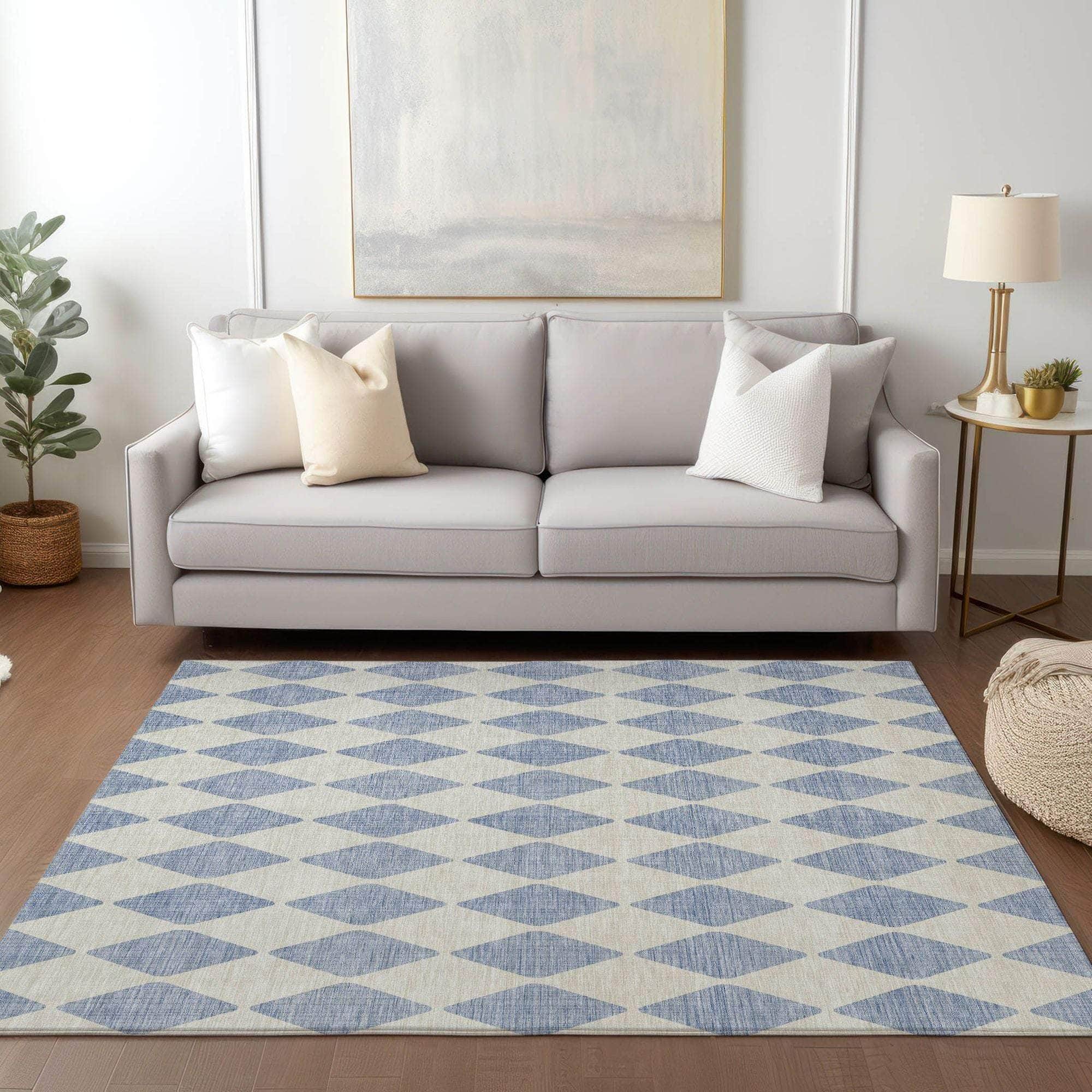 Machine Made ACN578 Sky Blue Rugs