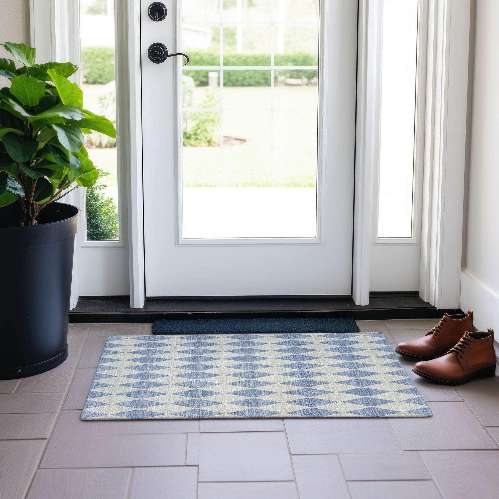 Machine Made ACN578 Sky Blue Rugs