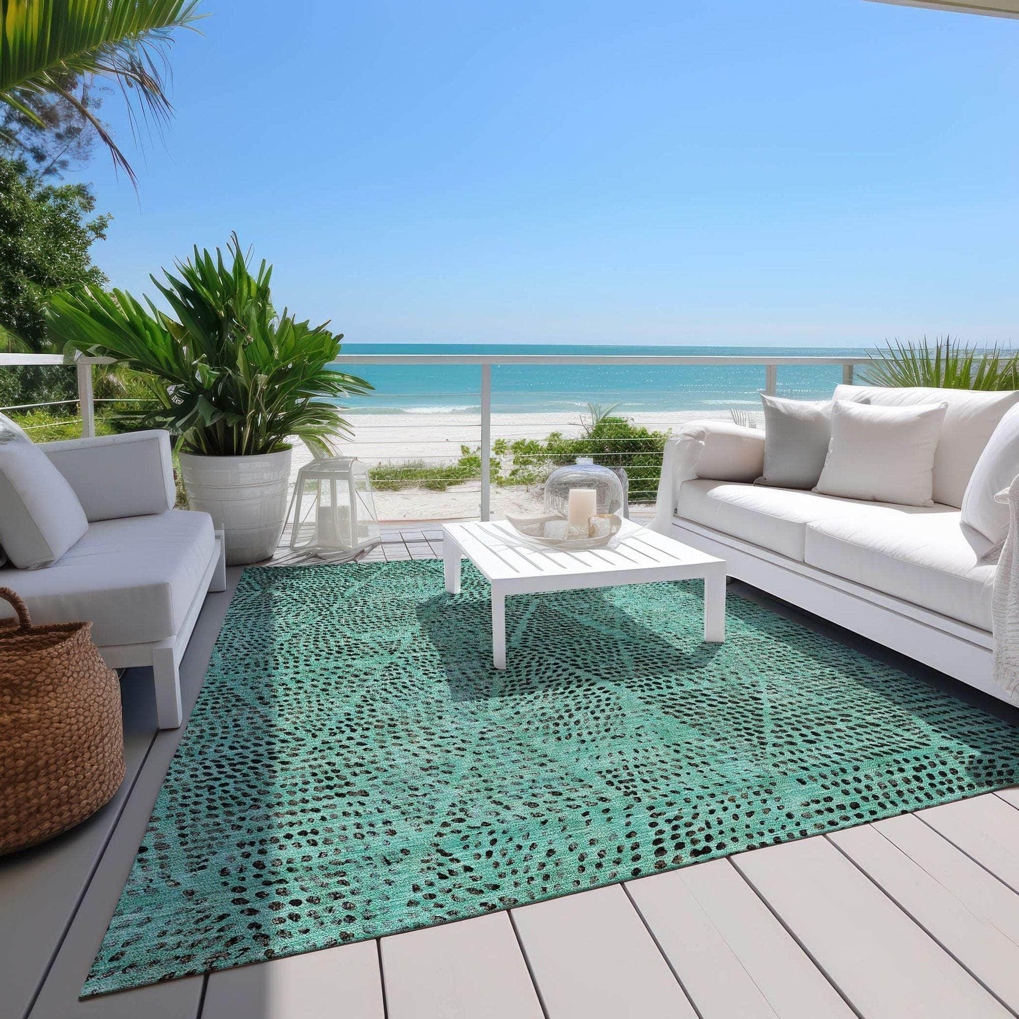 Machine Made ACN591 Teal Rugs
