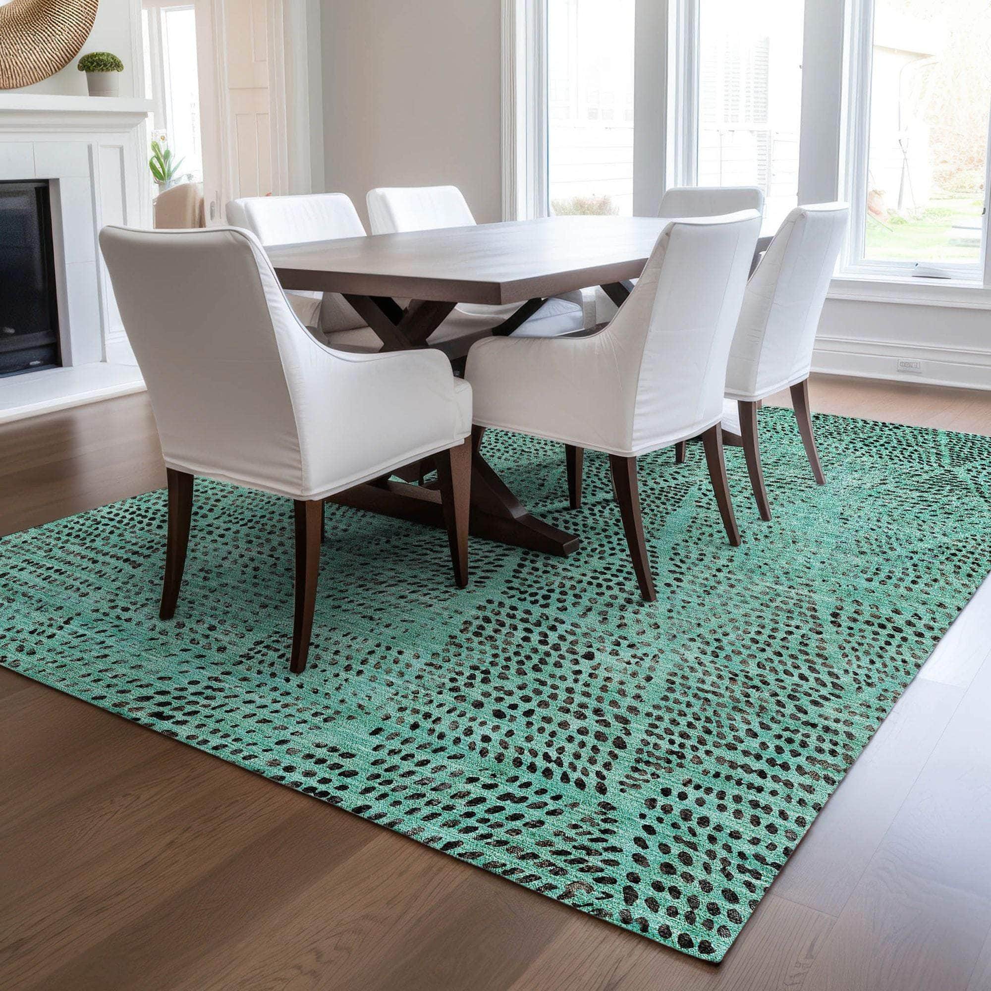 Machine Made ACN591 Teal Rugs
