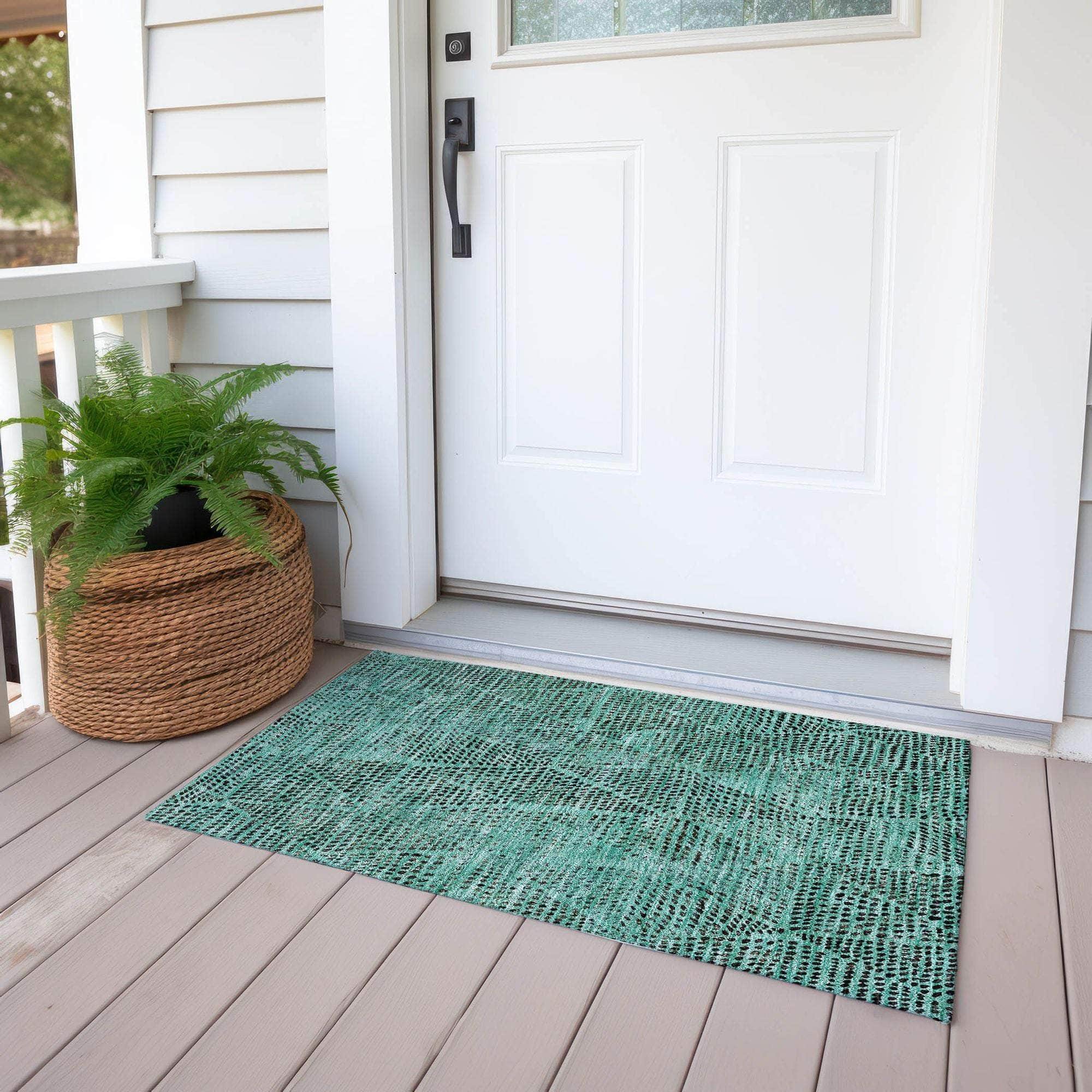 Machine Made ACN591 Teal Rugs