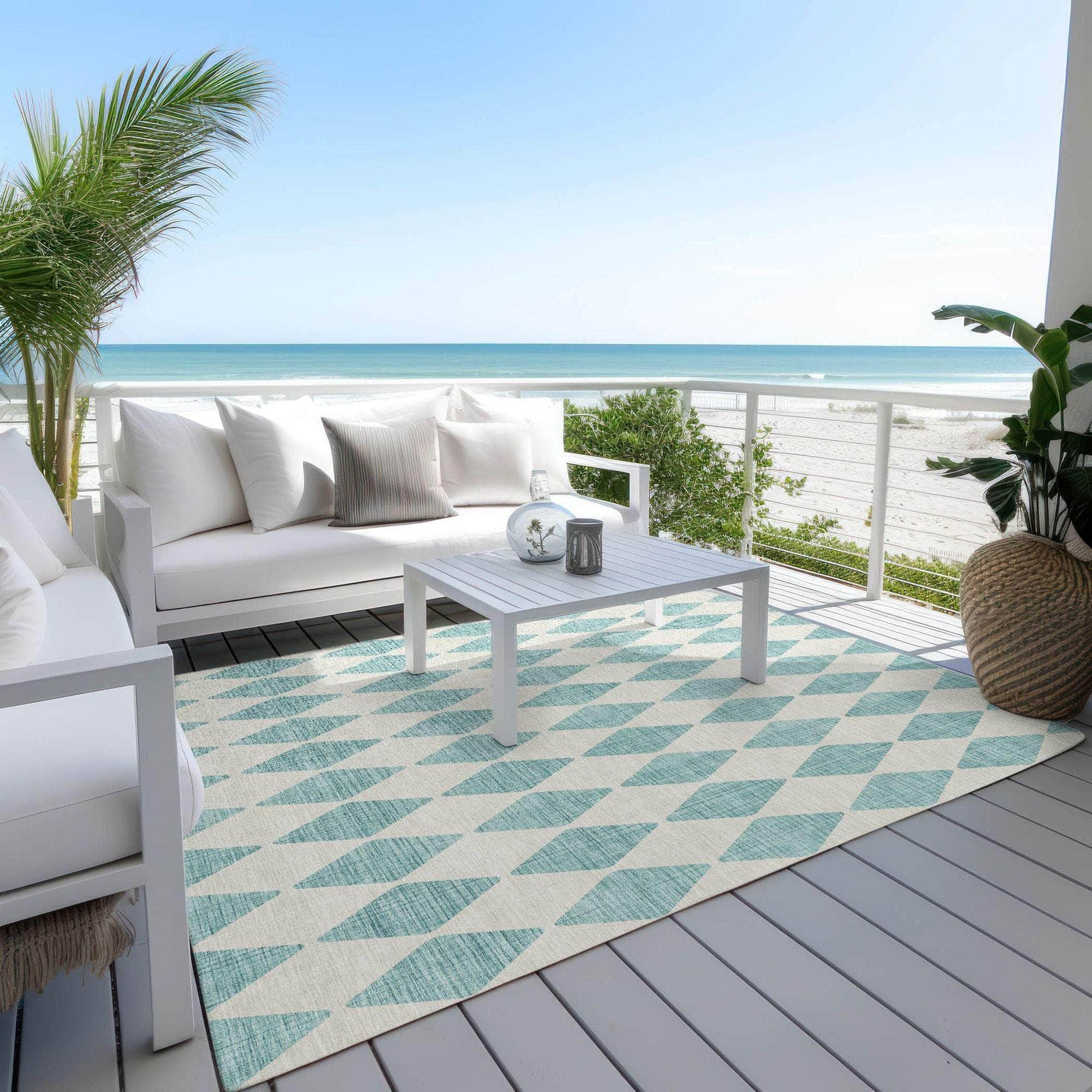 Machine Made ACN578 Teal Rugs