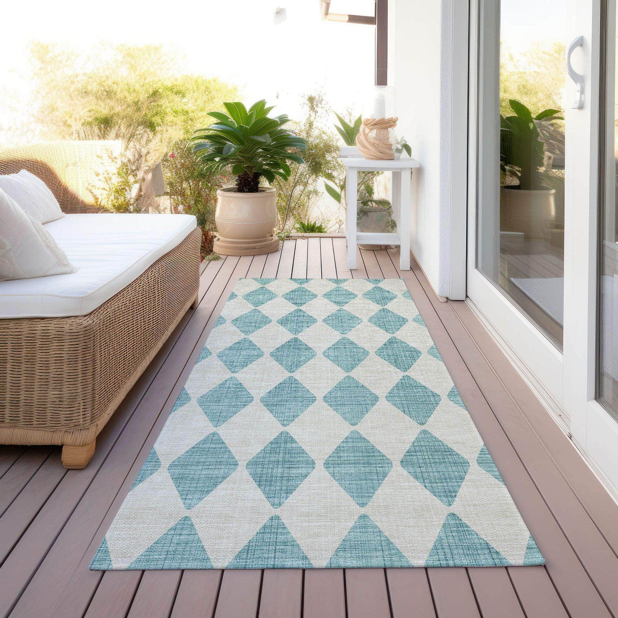 Machine Made ACN578 Teal Rugs