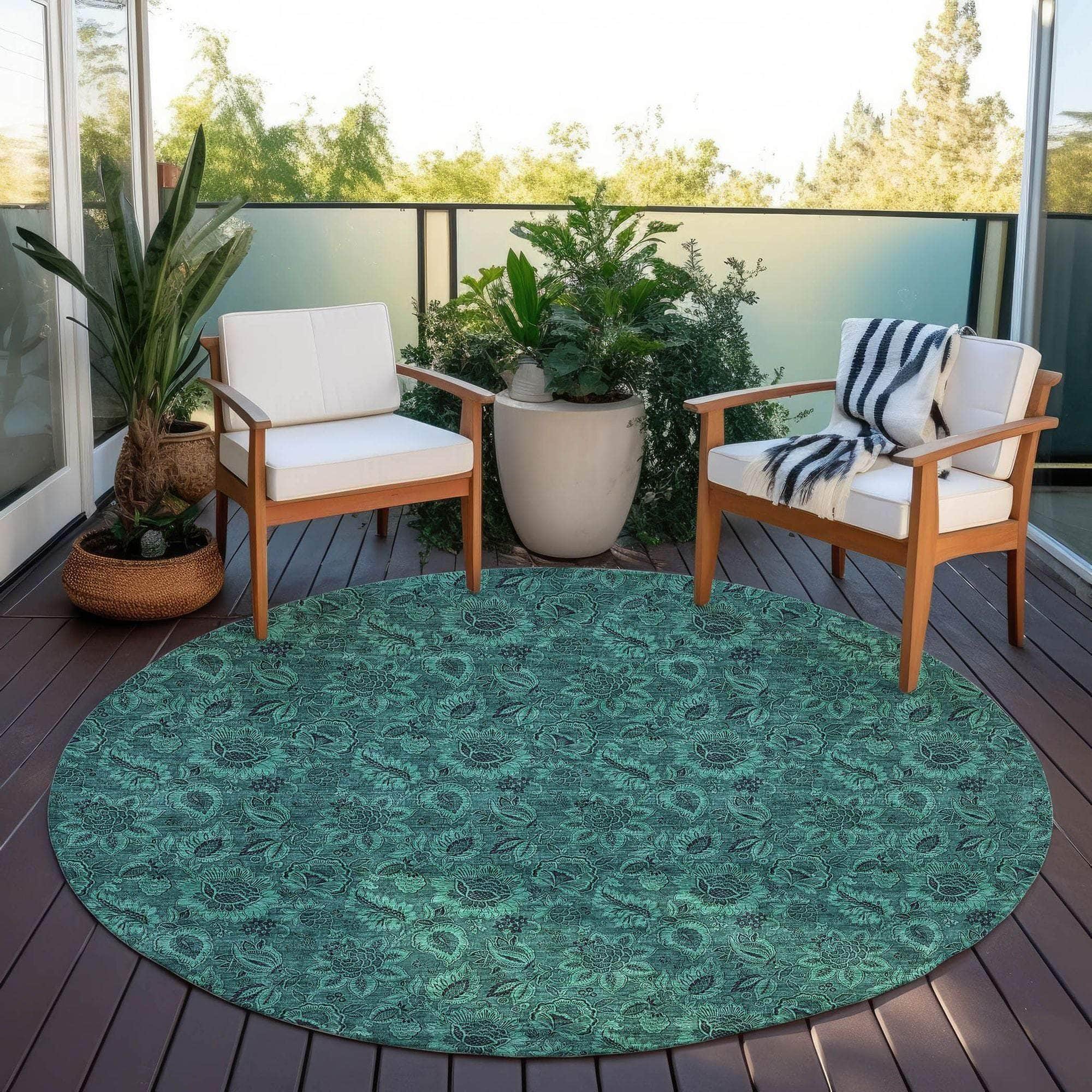 Machine Made ACN661 Teal Rugs