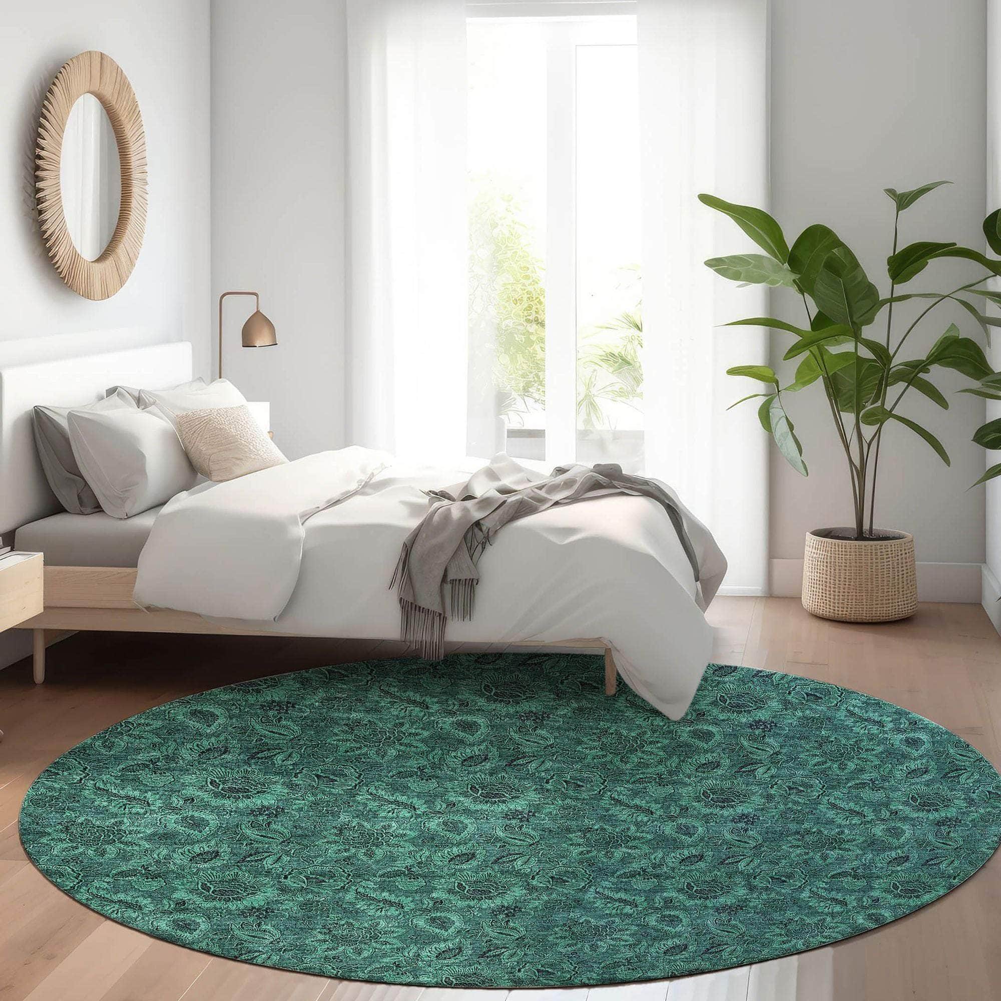 Machine Made ACN661 Teal Rugs