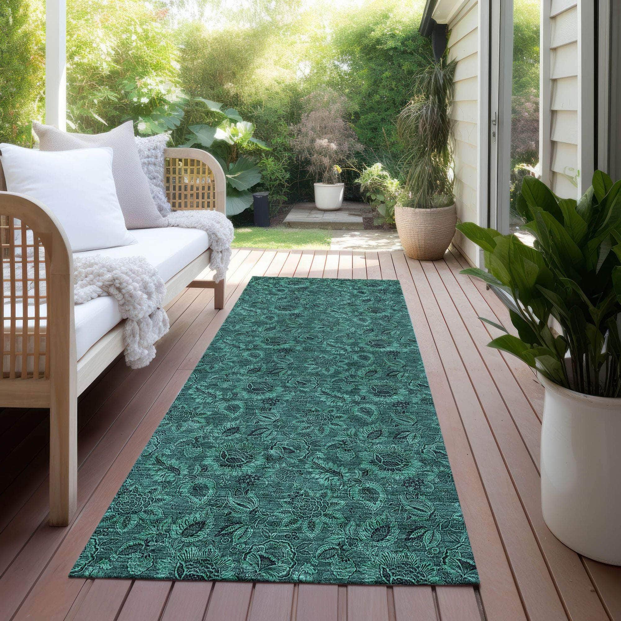 Machine Made ACN661 Teal Rugs