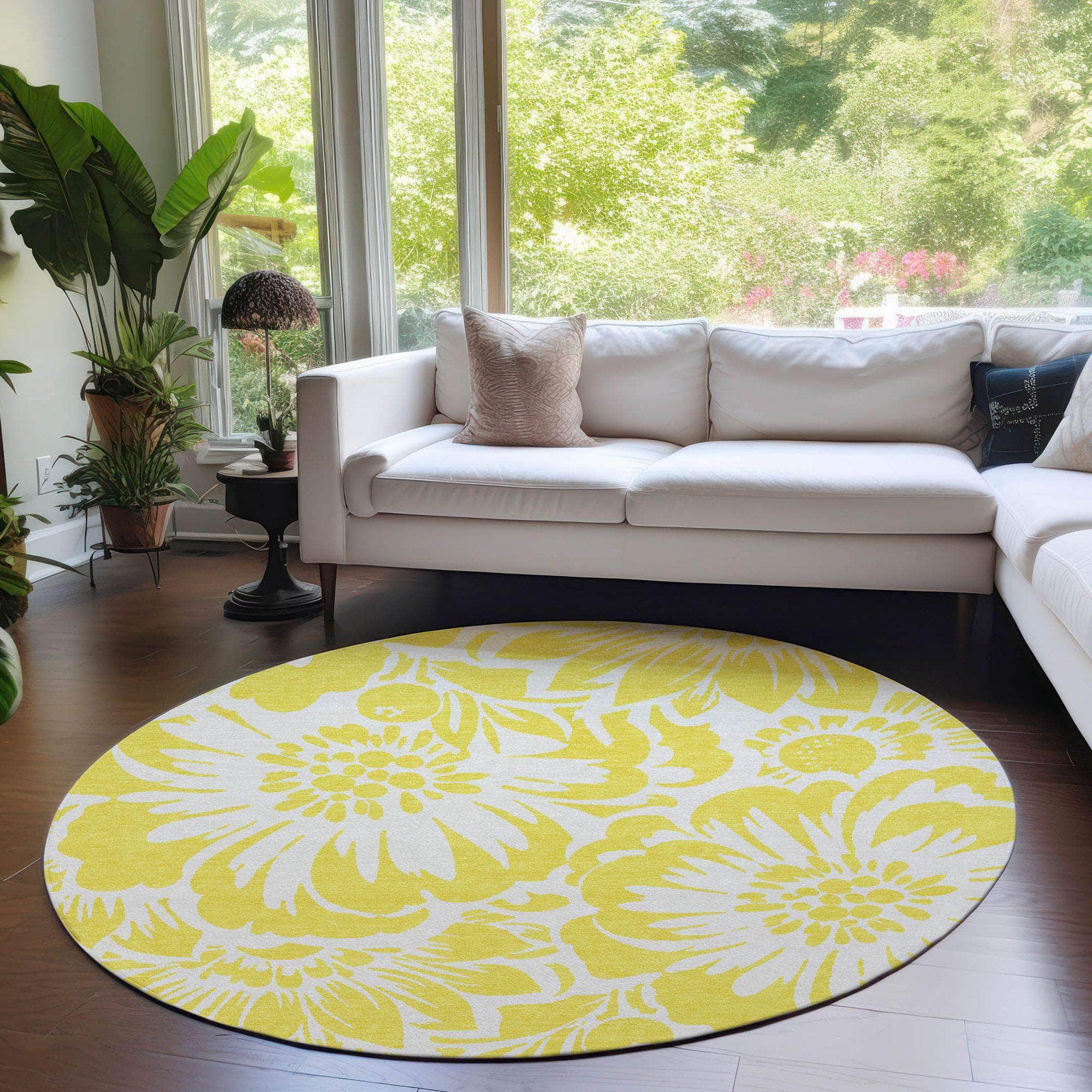 Machine Made ACN551 Yellow Gold Rugs