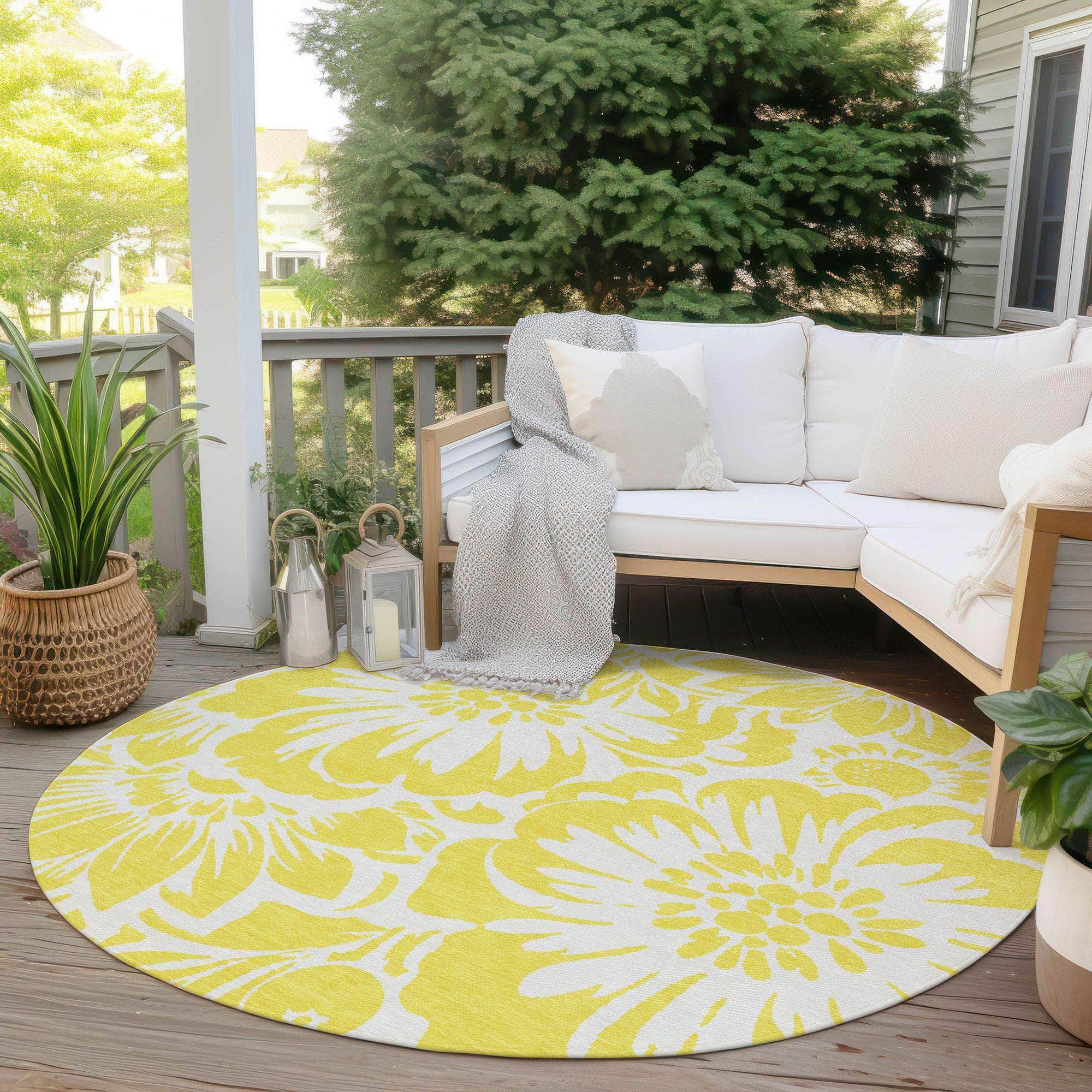 Machine Made ACN551 Yellow Gold Rugs