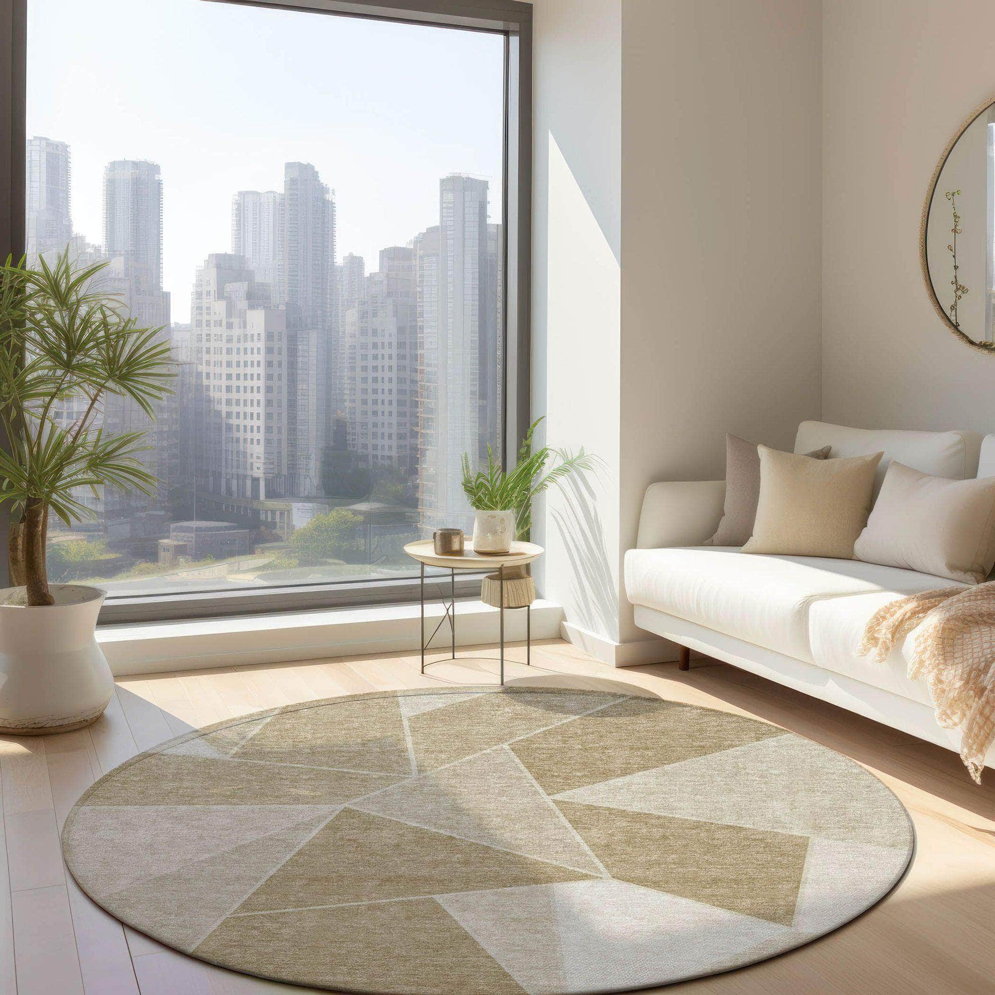 Machine Made ACN636 Beige Brown Rugs