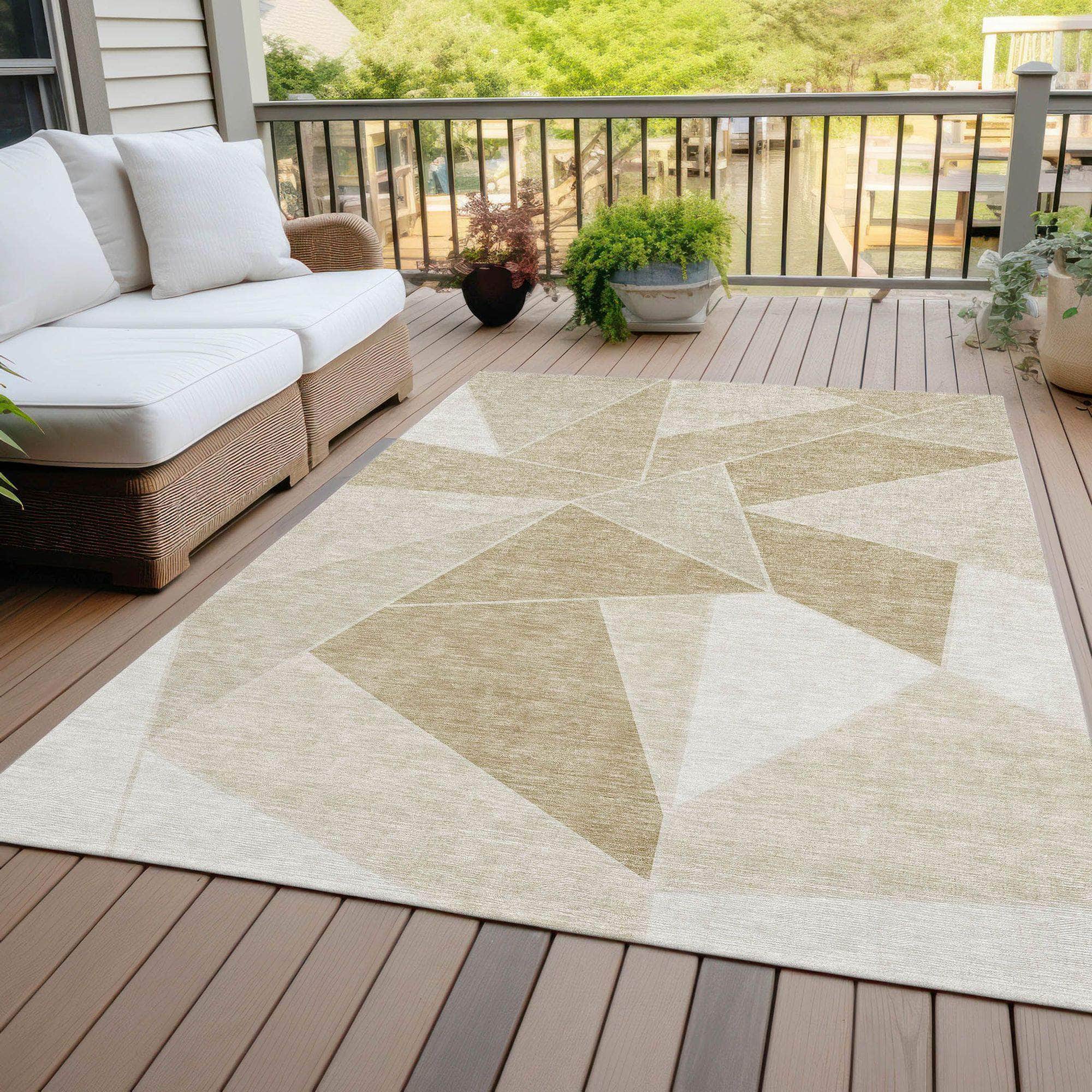 Machine Made ACN636 Beige Brown Rugs