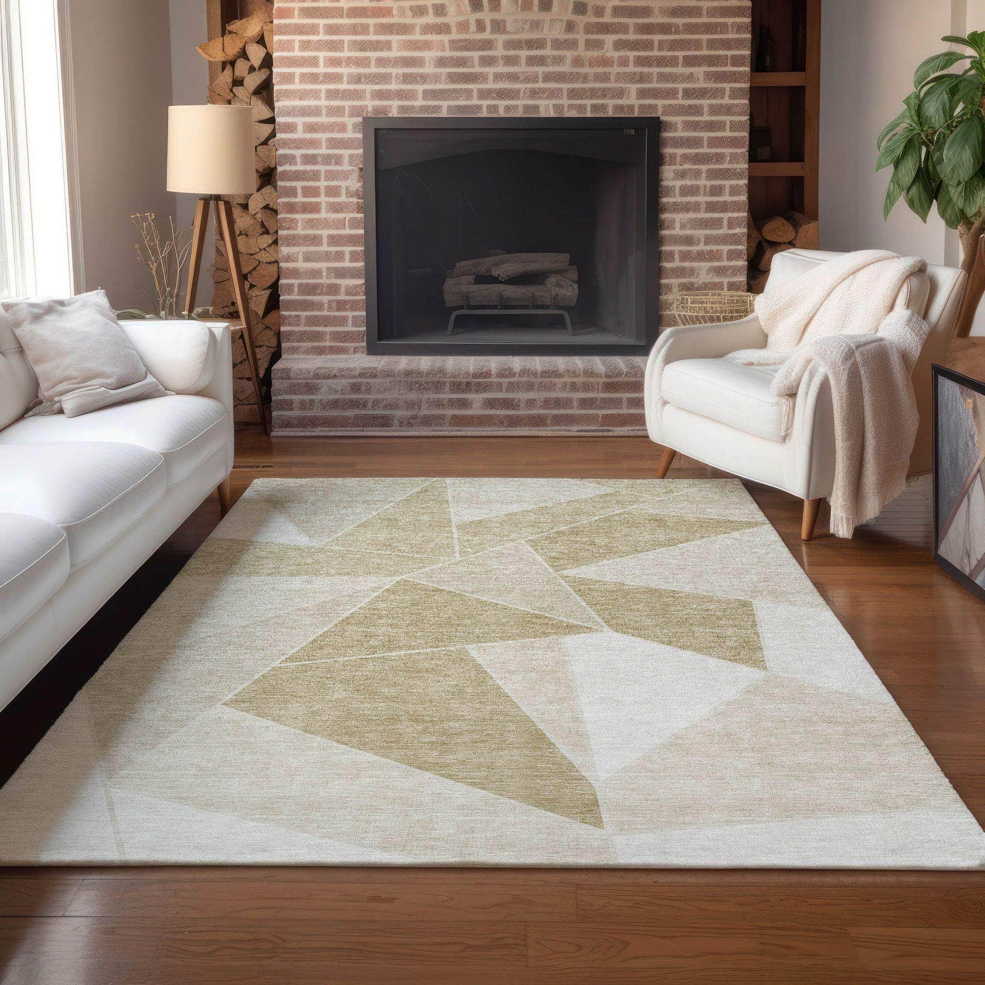 Machine Made ACN636 Beige Brown Rugs