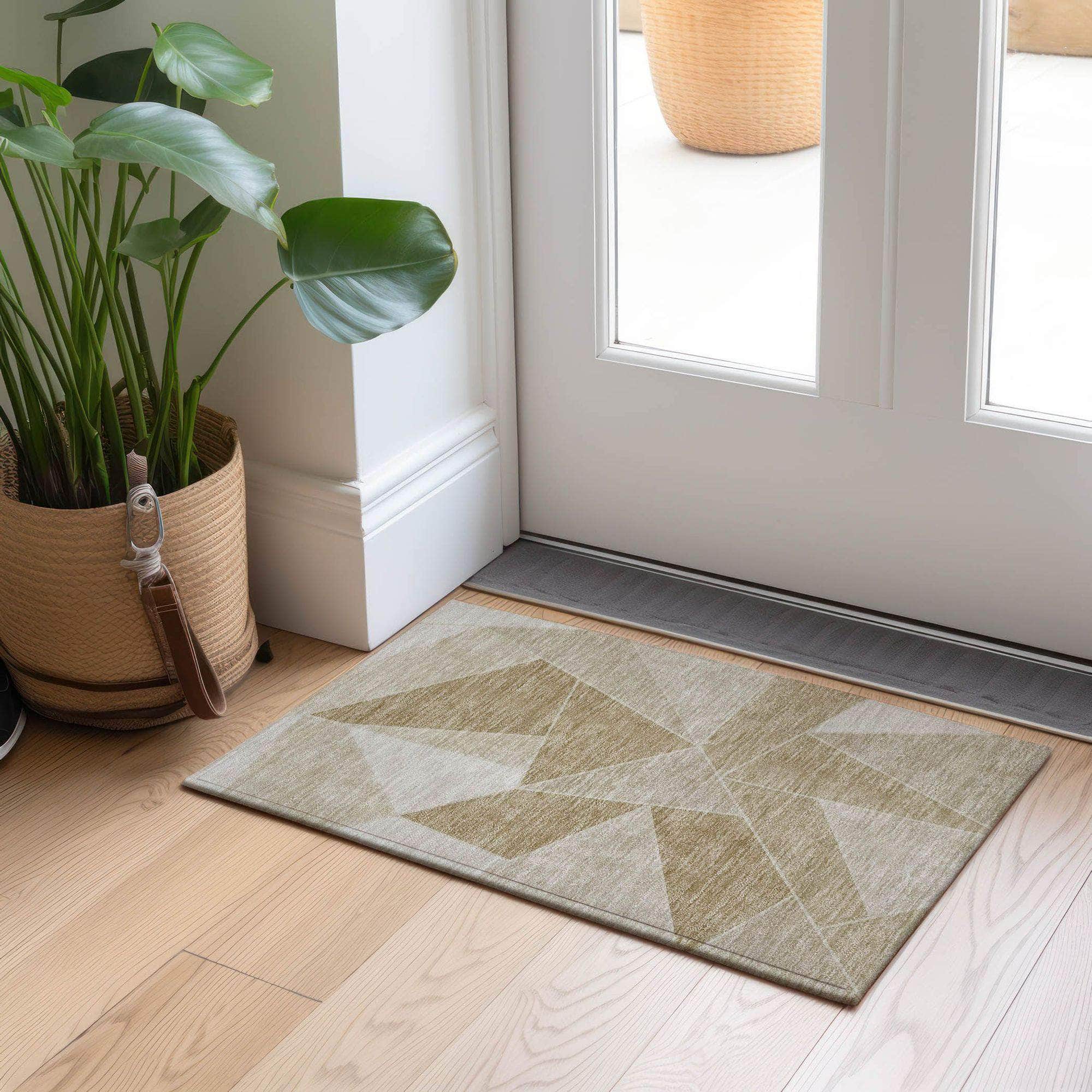 Machine Made ACN636 Beige Brown Rugs