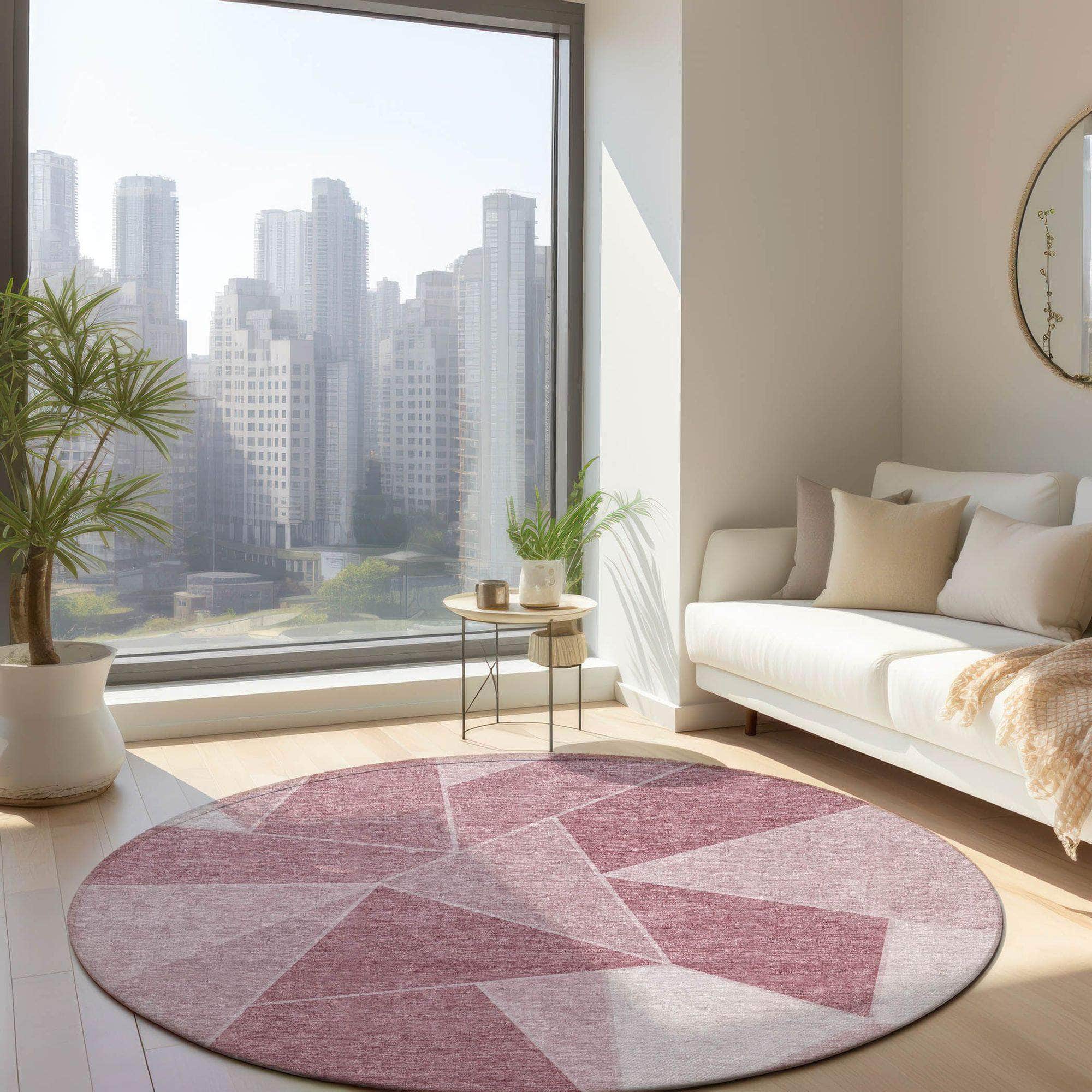 Machine Made ACN636 Blush Pink Rugs