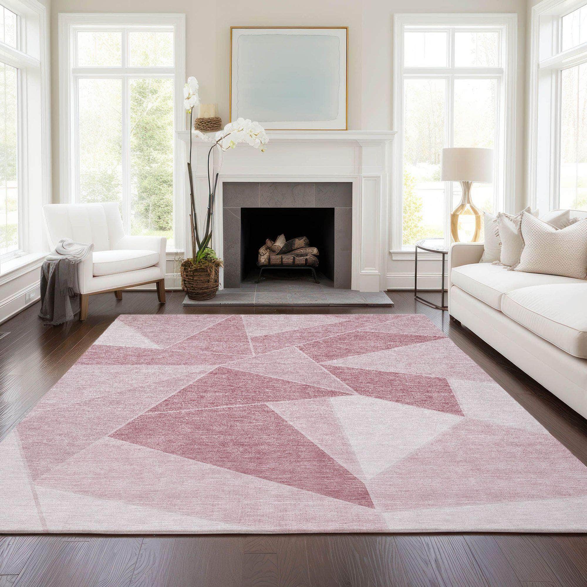 Machine Made ACN636 Blush Pink Rugs
