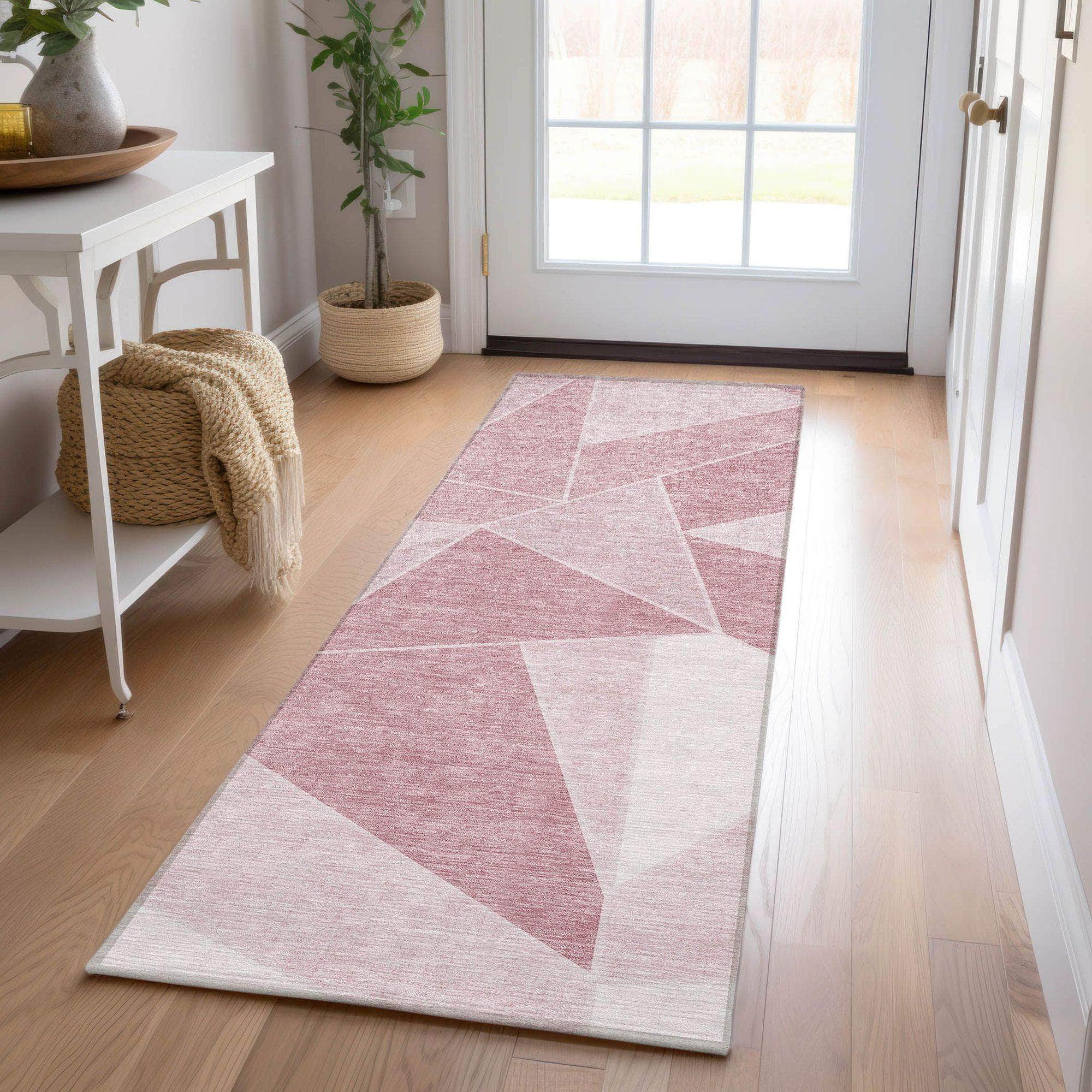 Machine Made ACN636 Blush Pink Rugs