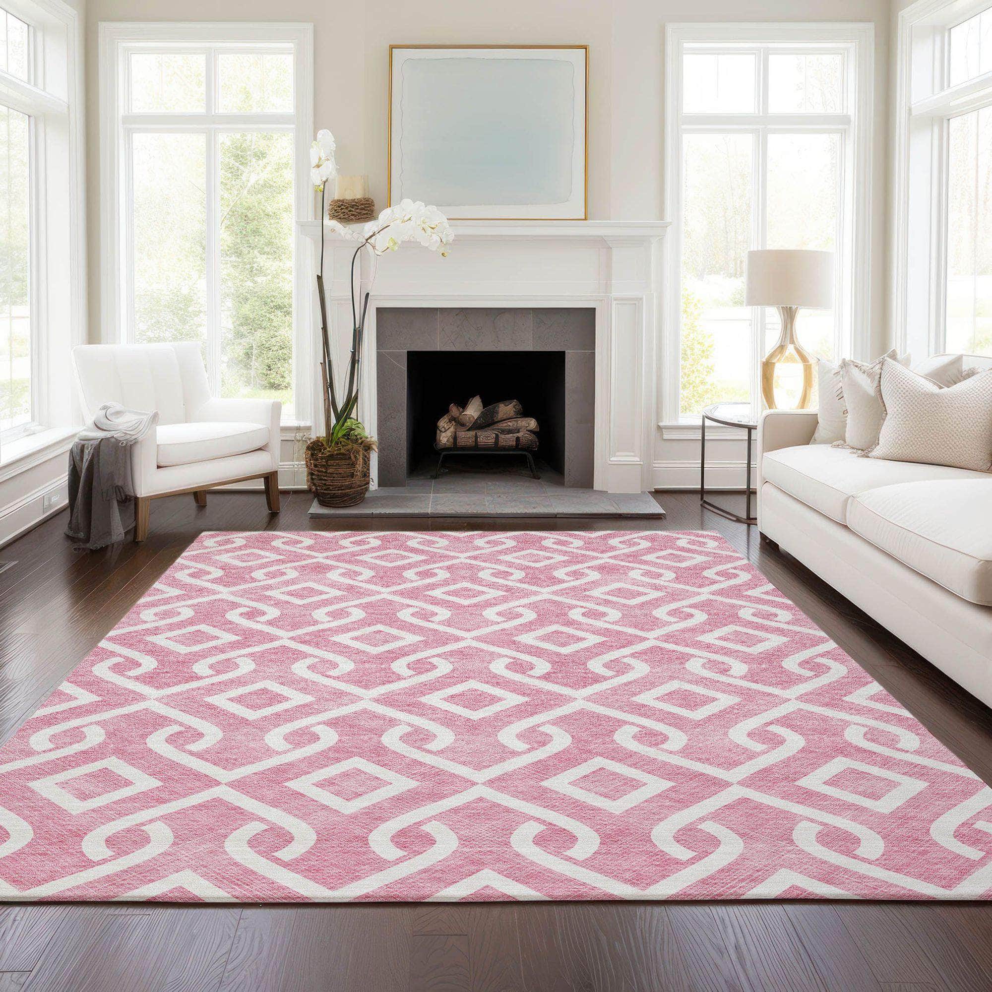 Machine Made ACN621 Blush Pink Rugs