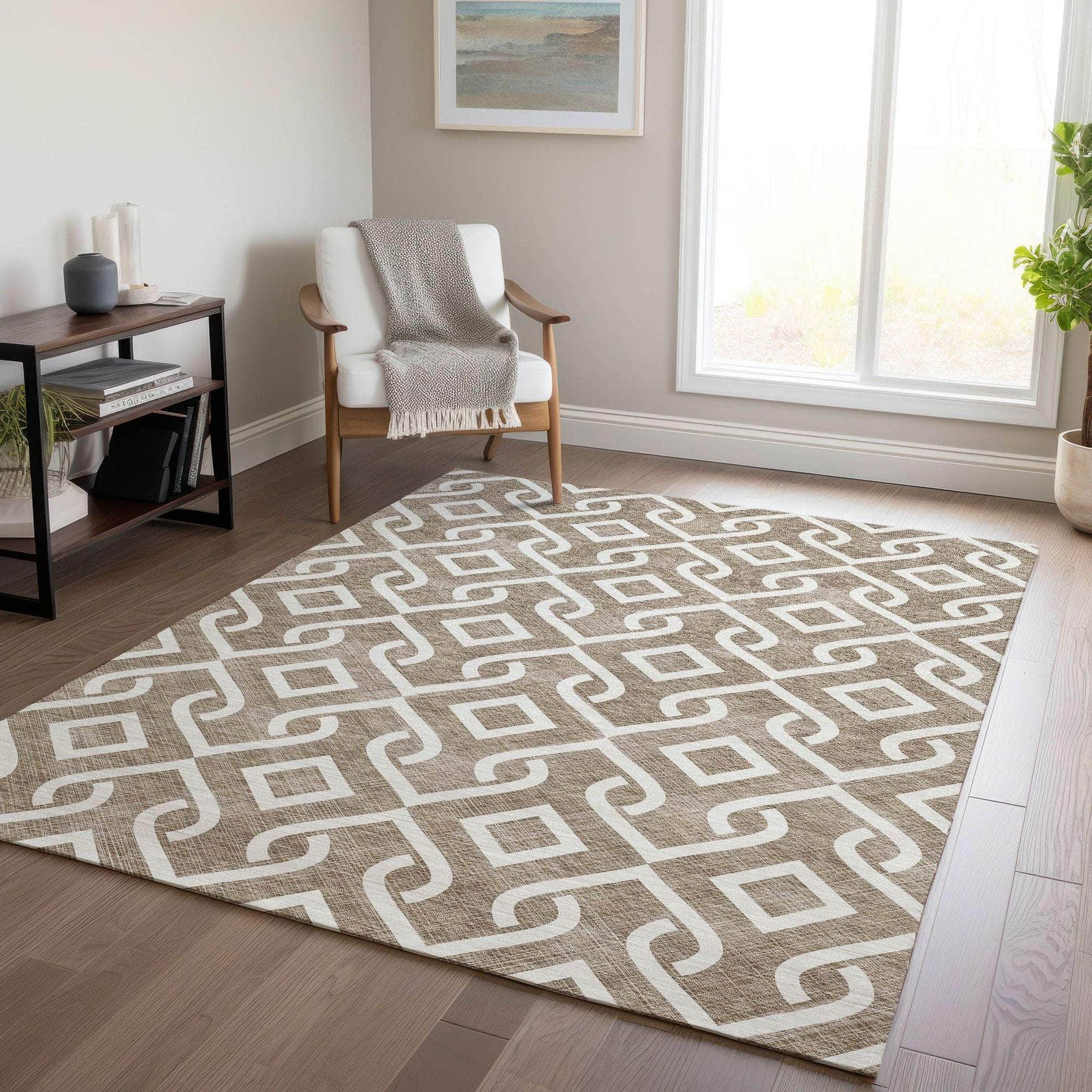Machine Made ACN621 Brown Rugs