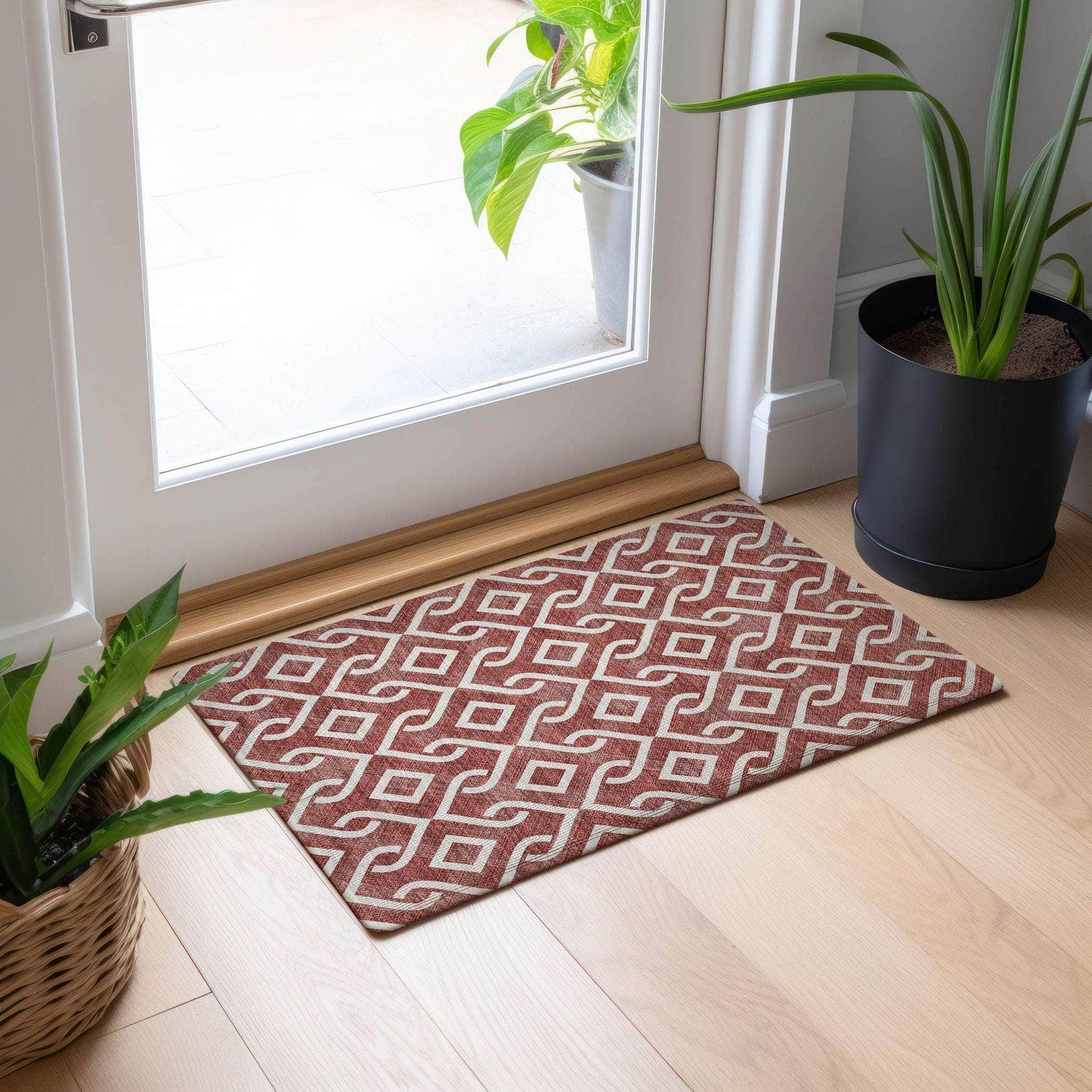 Machine Made ACN621 Burgundy Red Rugs