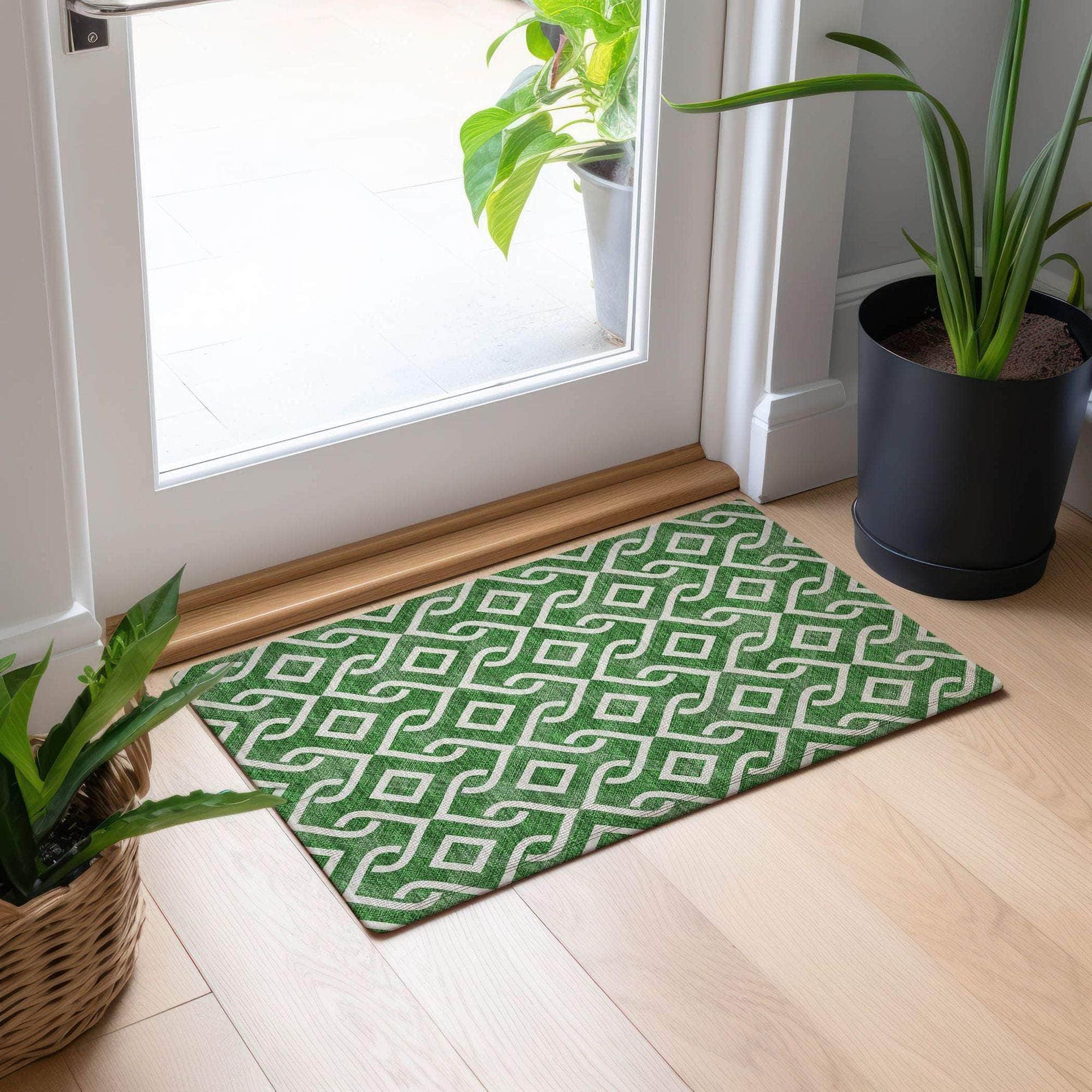 Machine Made ACN621 Emerald Green Rugs