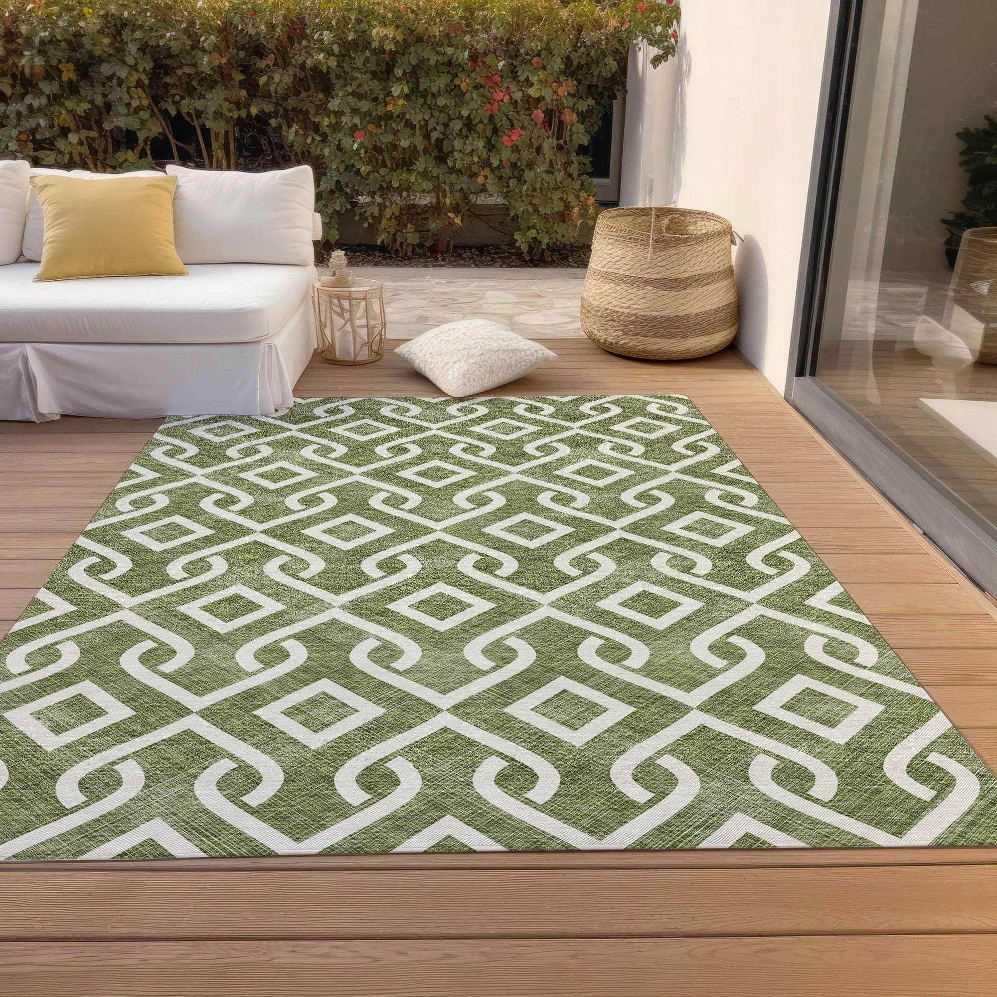 Machine Made ACN621 Olive Green Rugs