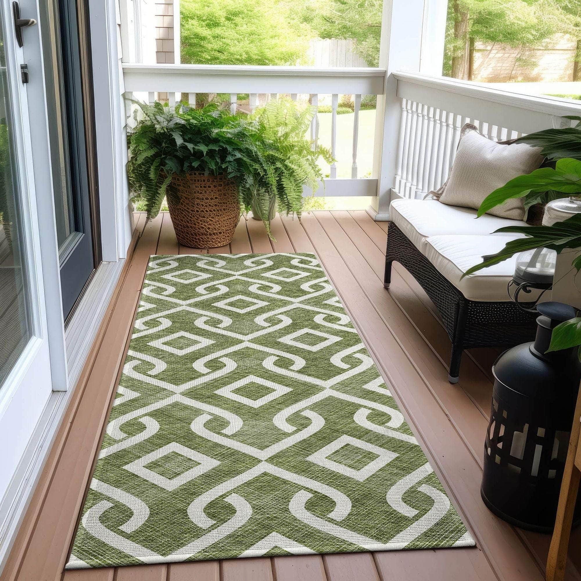 Machine Made ACN621 Olive Green Rugs