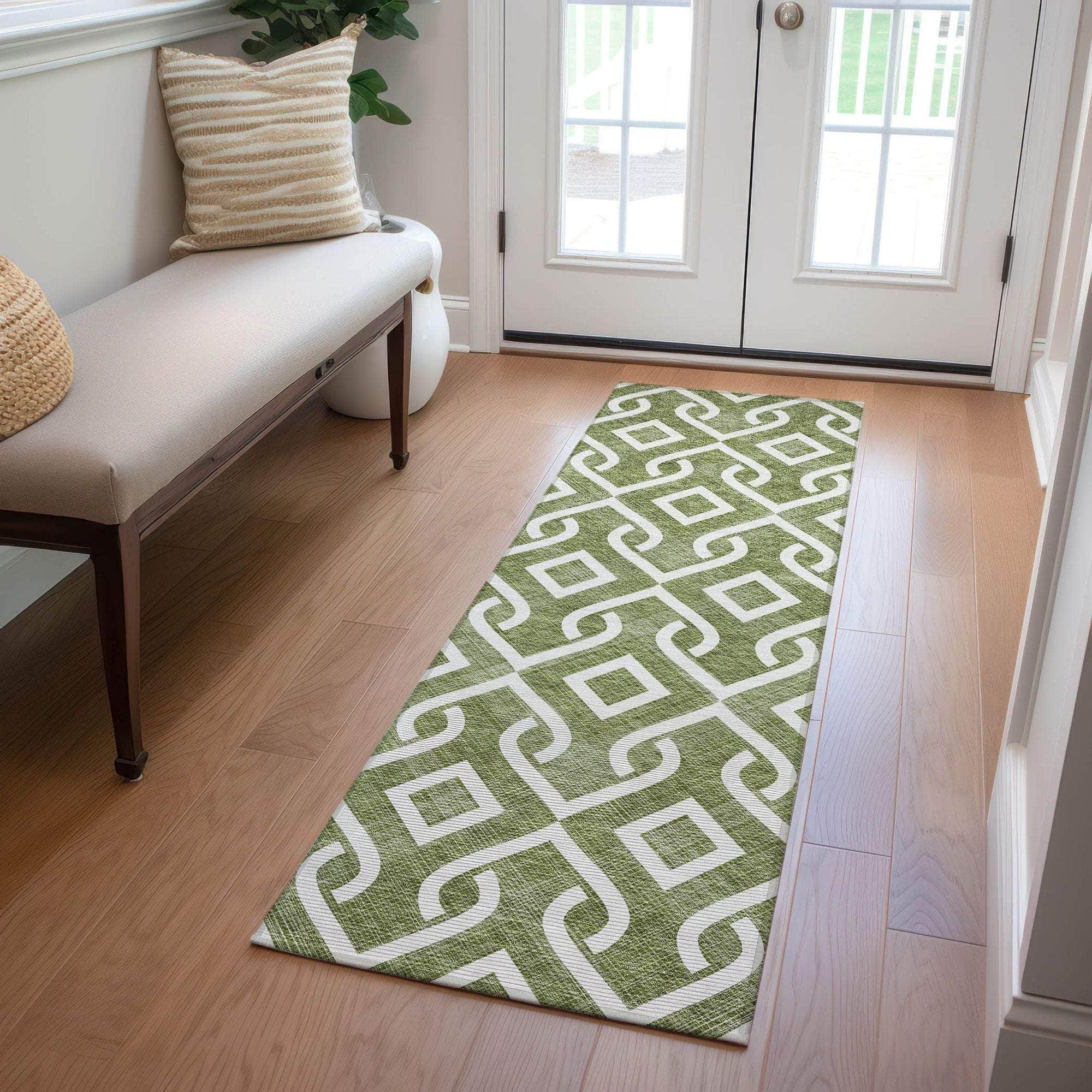 Machine Made ACN621 Olive Green Rugs