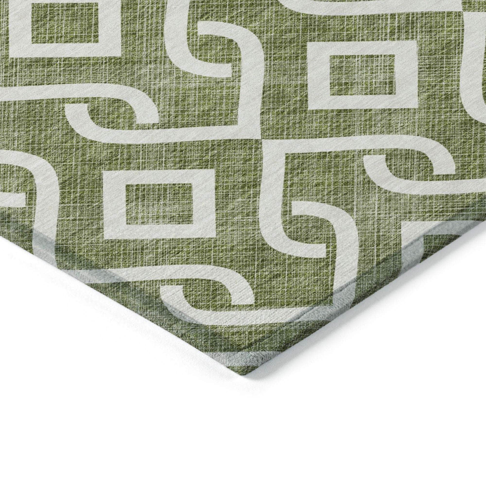 Machine Made ACN621 Olive Green Rugs