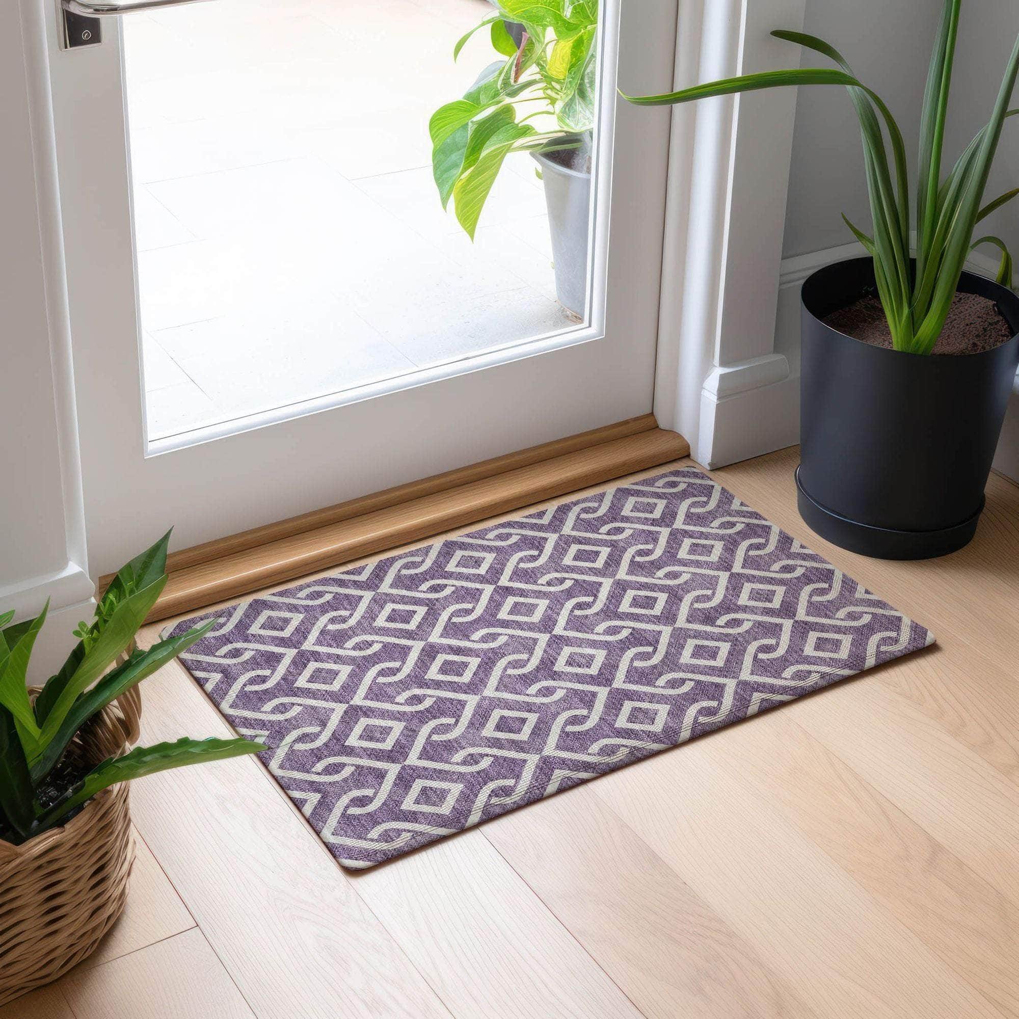 Machine Made ACN621 Purple Rugs
