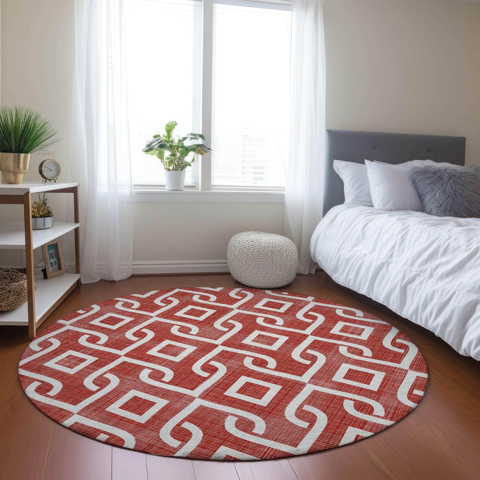 Machine Made ACN621 Red Rugs