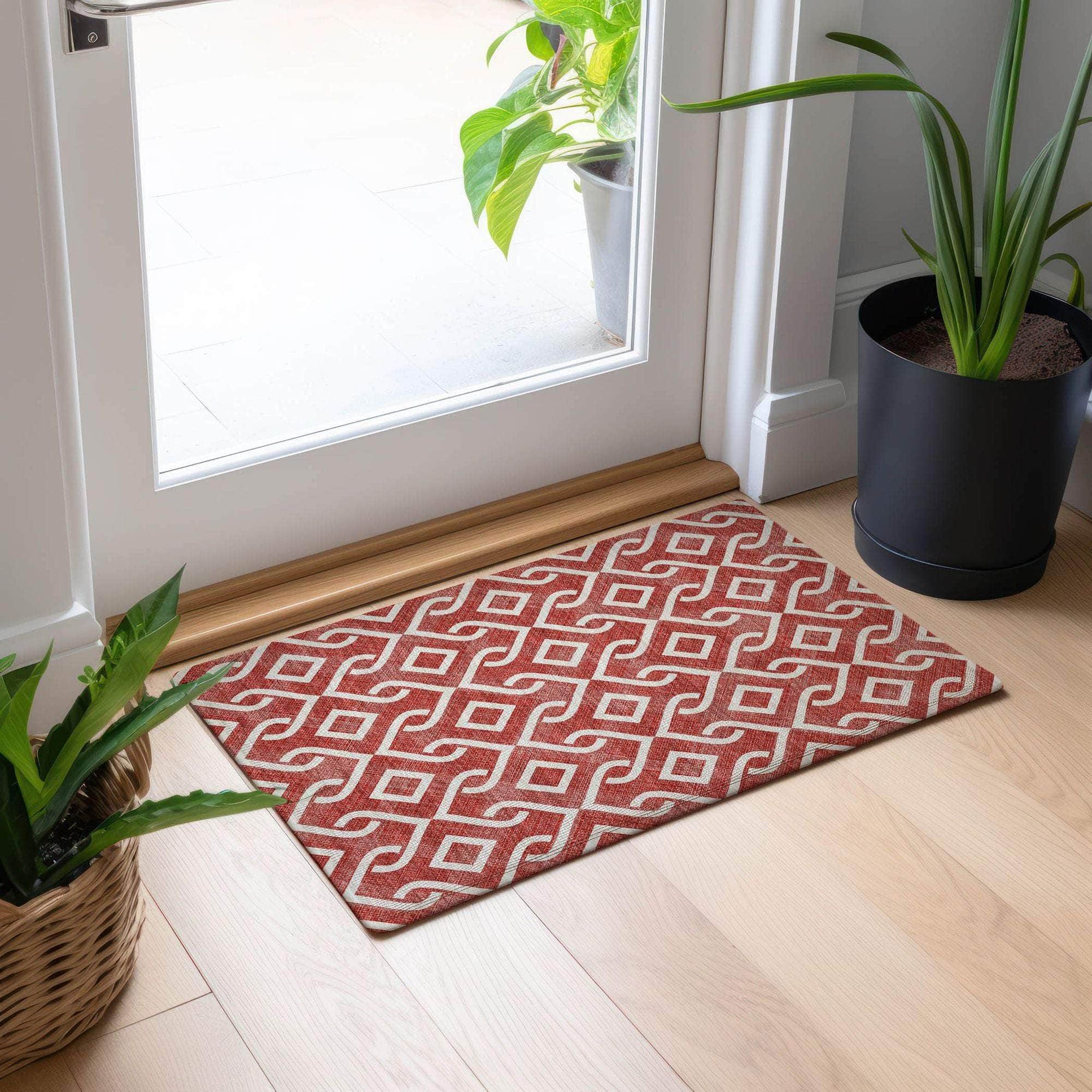 Machine Made ACN621 Red Rugs