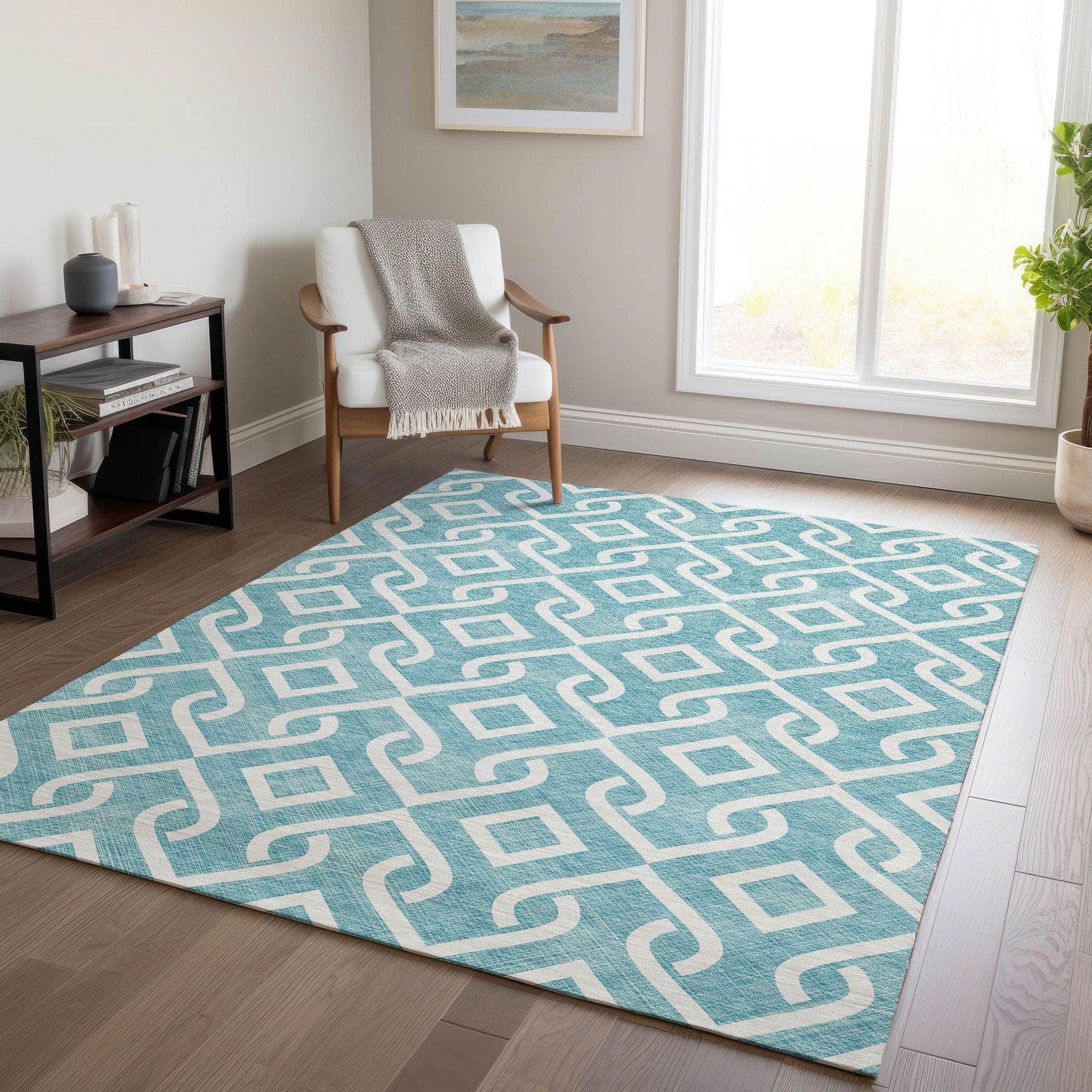 Machine Made ACN621 Teal Rugs #color_teal
