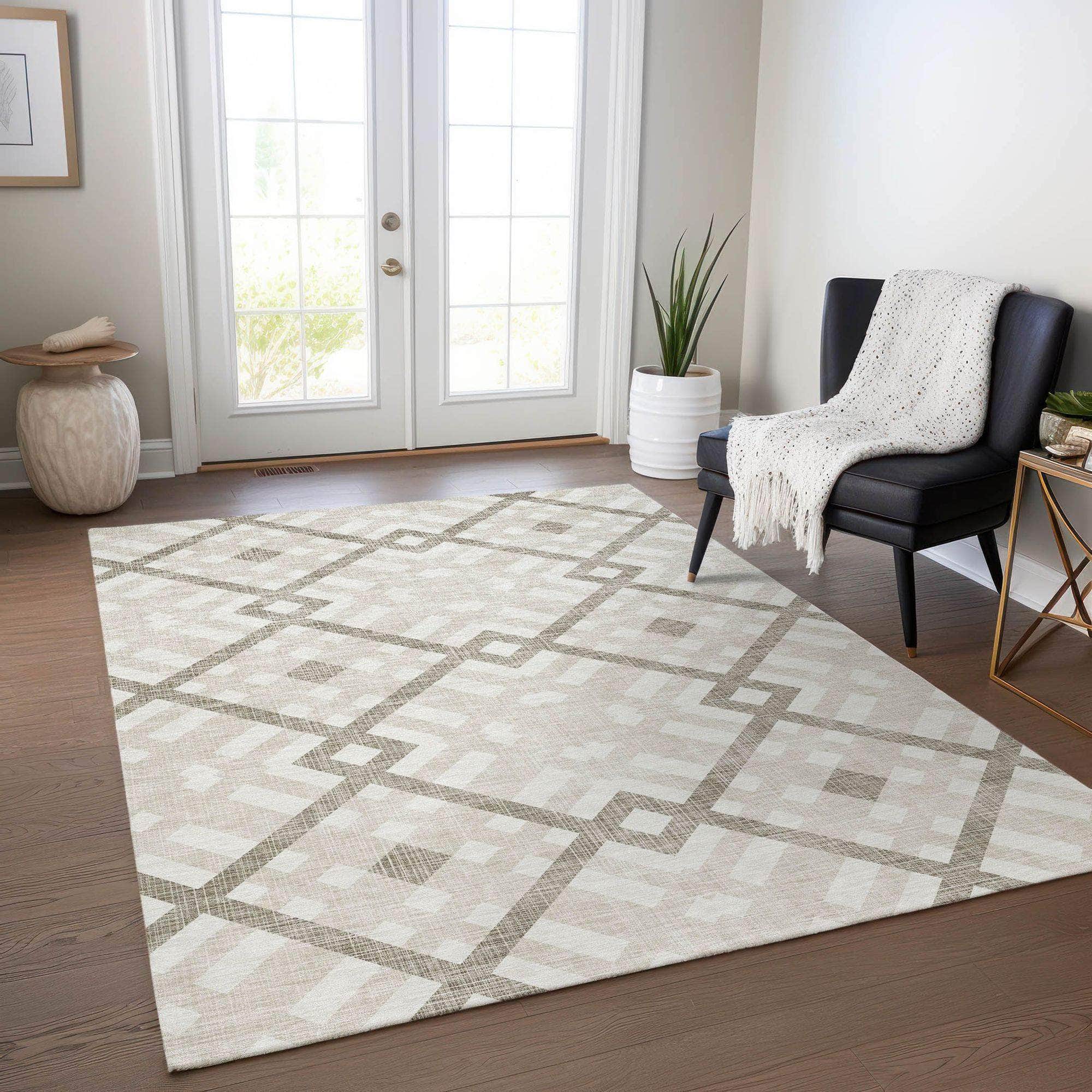 Machine Made ACN616 Beige Brown Rugs