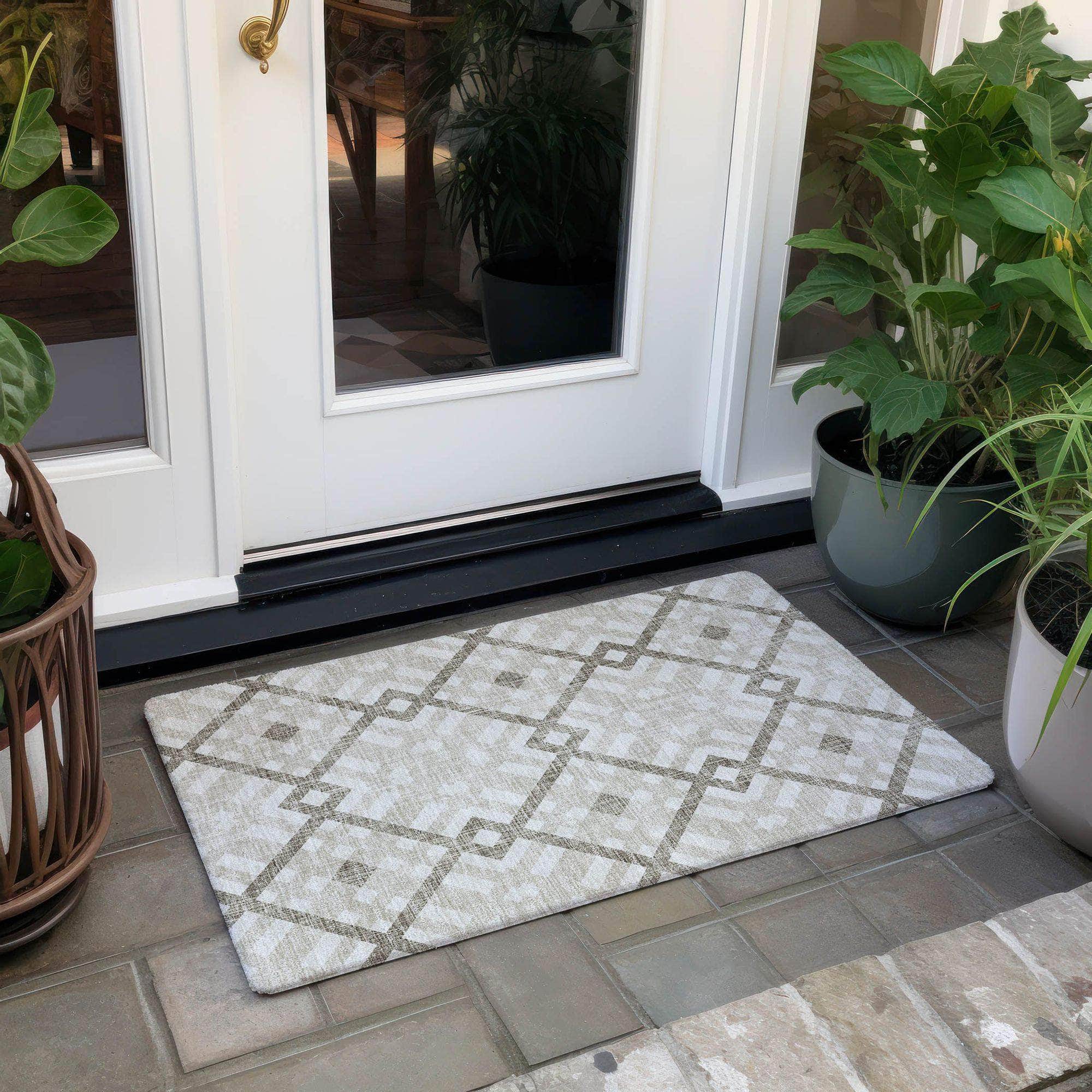 Machine Made ACN616 Beige Brown Rugs