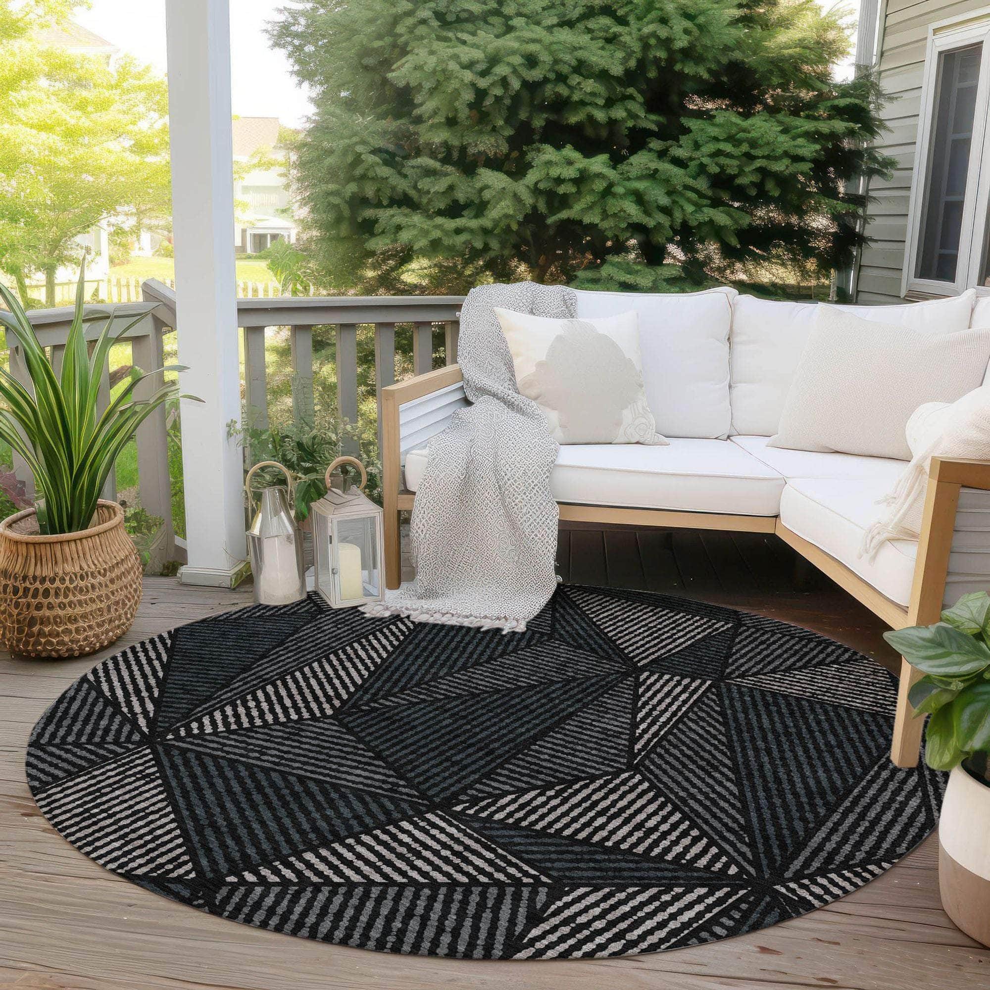 Machine Made ACN618 Black Rugs