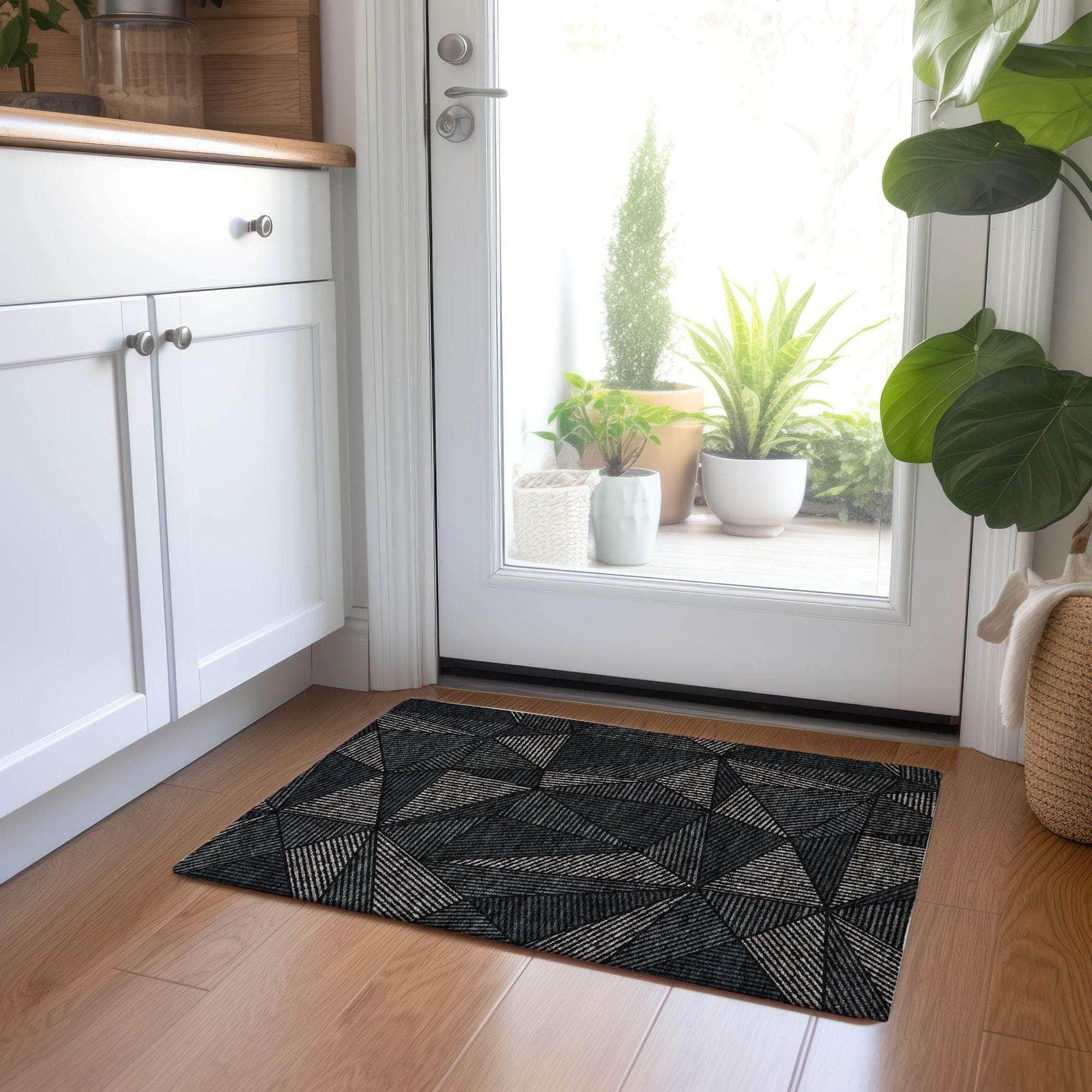 Machine Made ACN618 Black Rugs