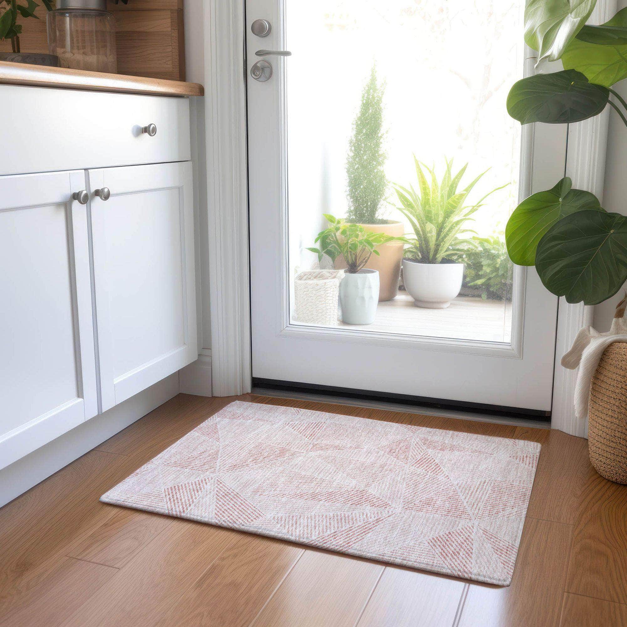 Machine Made ACN618 Blush Pink Rugs