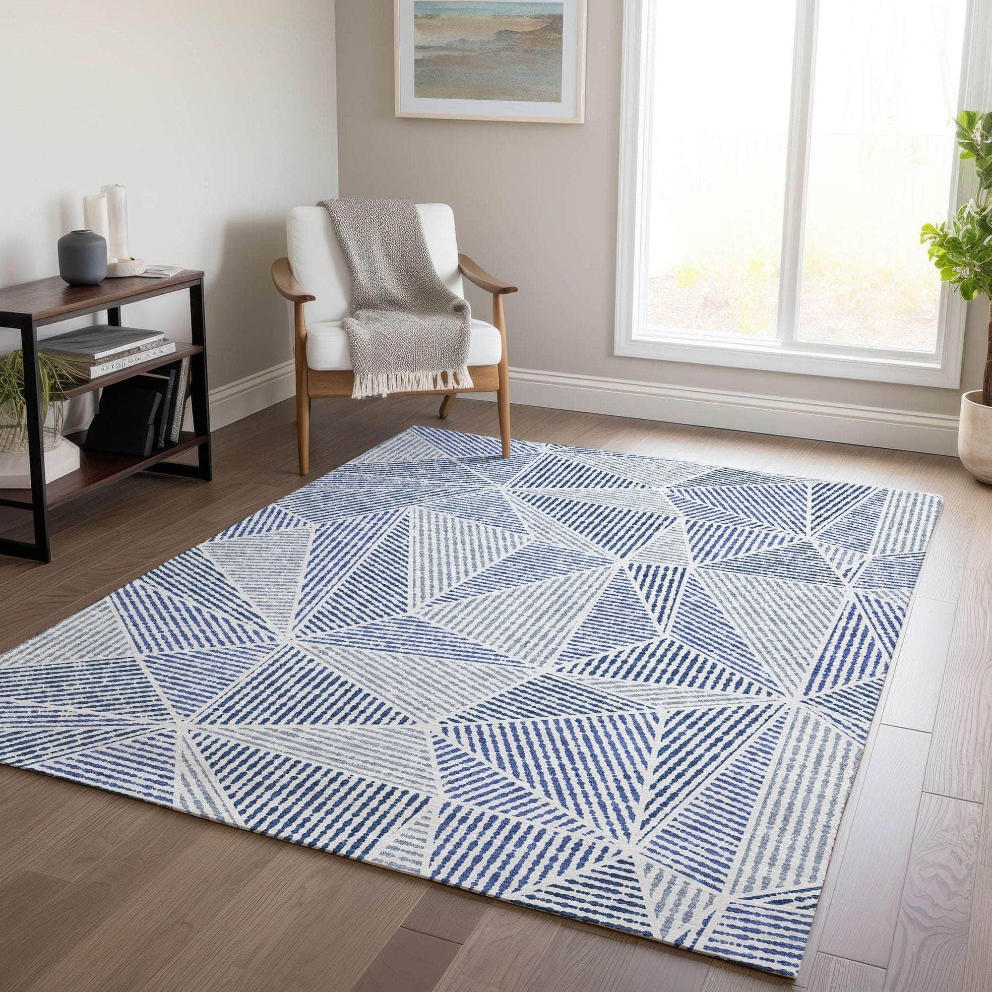 Machine Made ACN618 Navy Blue Rugs