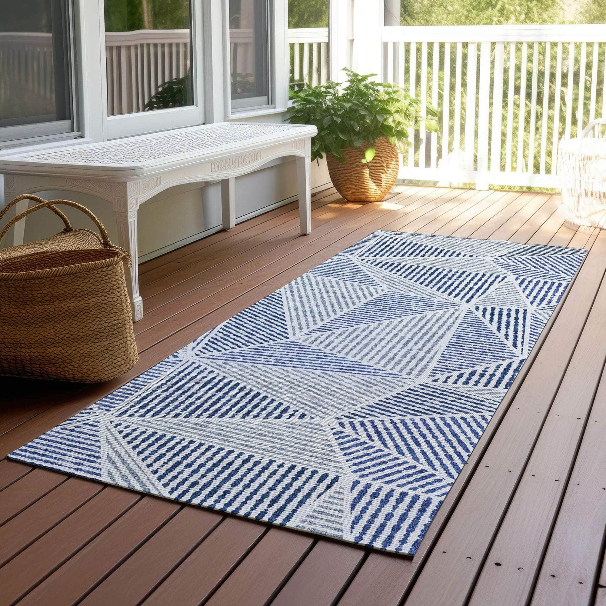 Machine Made ACN618 Navy Blue Rugs