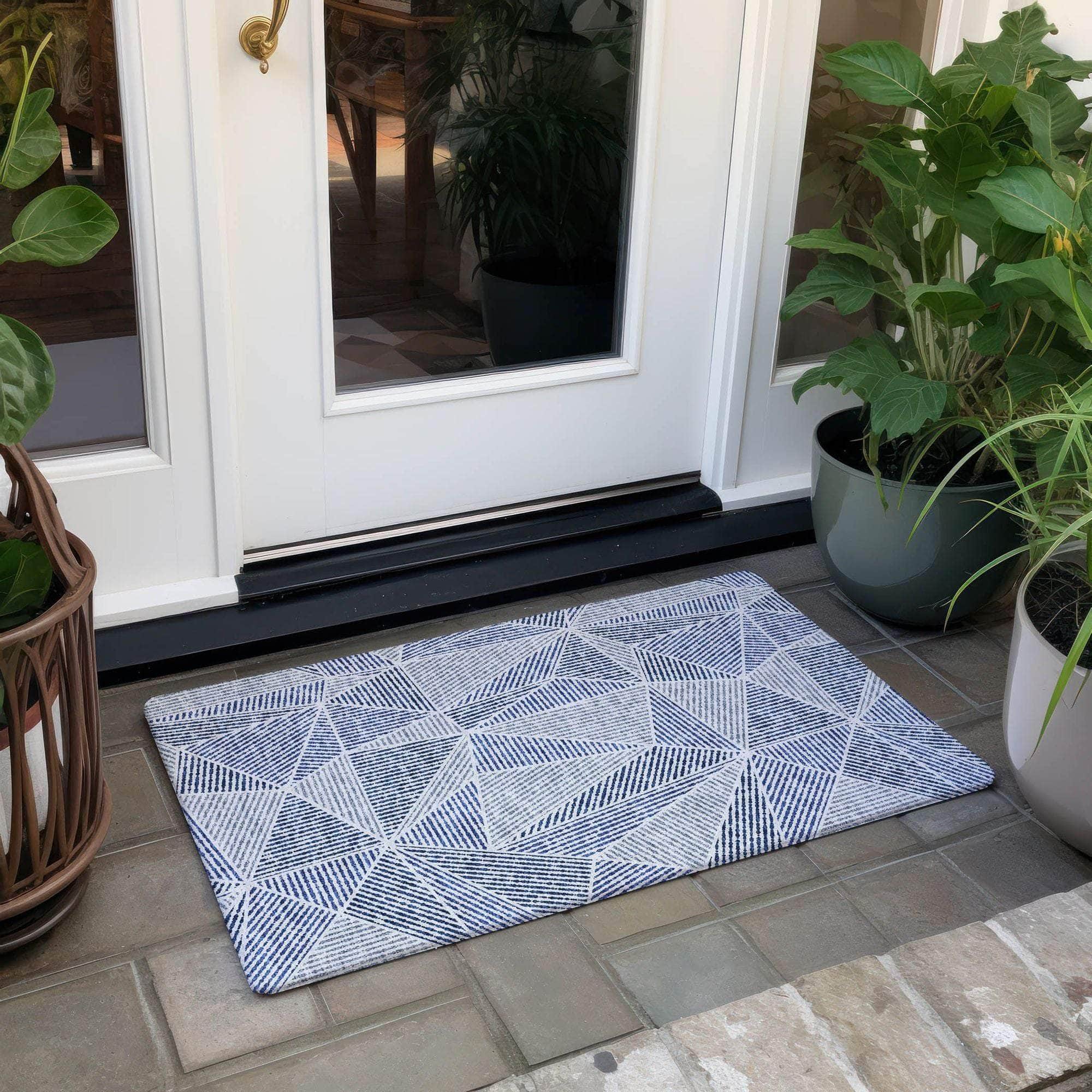 Machine Made ACN618 Navy Blue Rugs