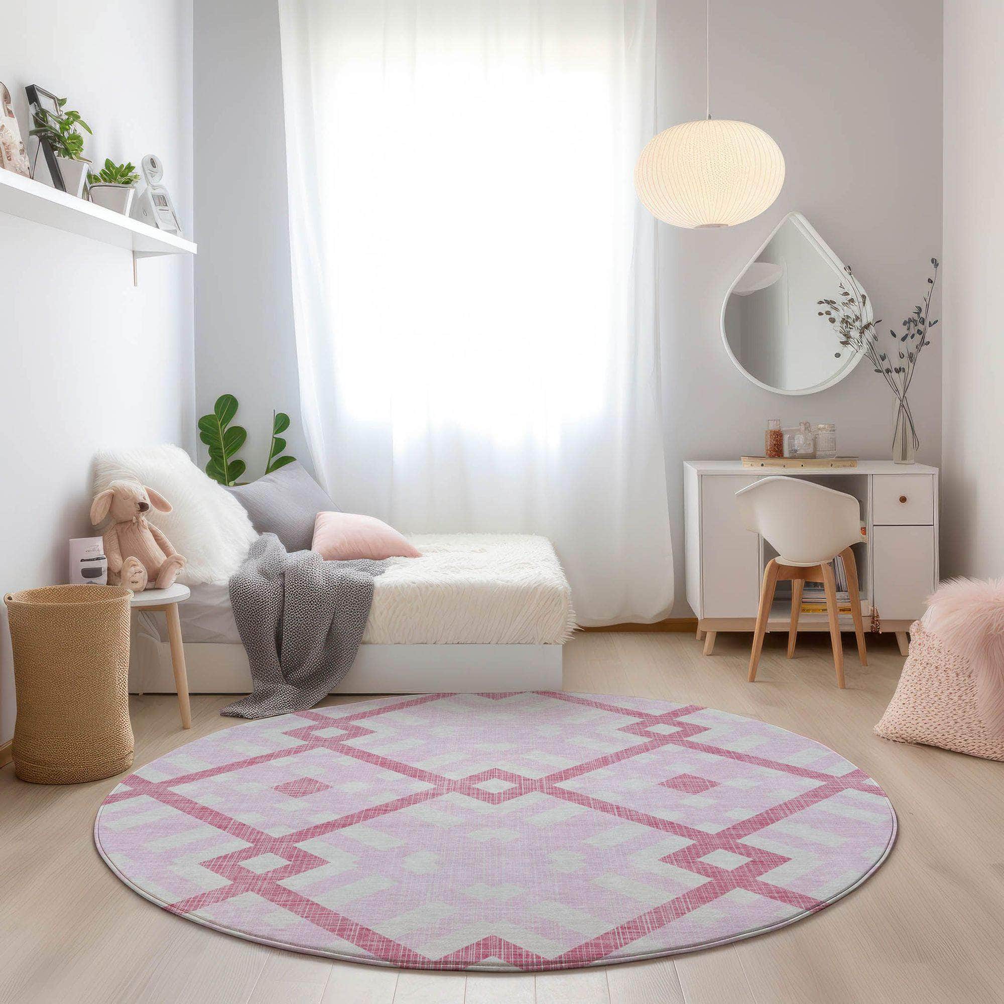 Machine Made ACN616 Pink Rugs
