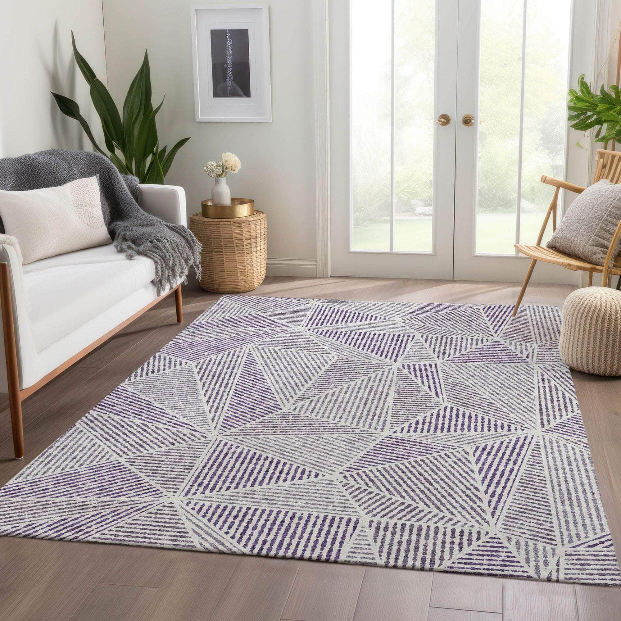Machine Made ACN618 Purple Rugs