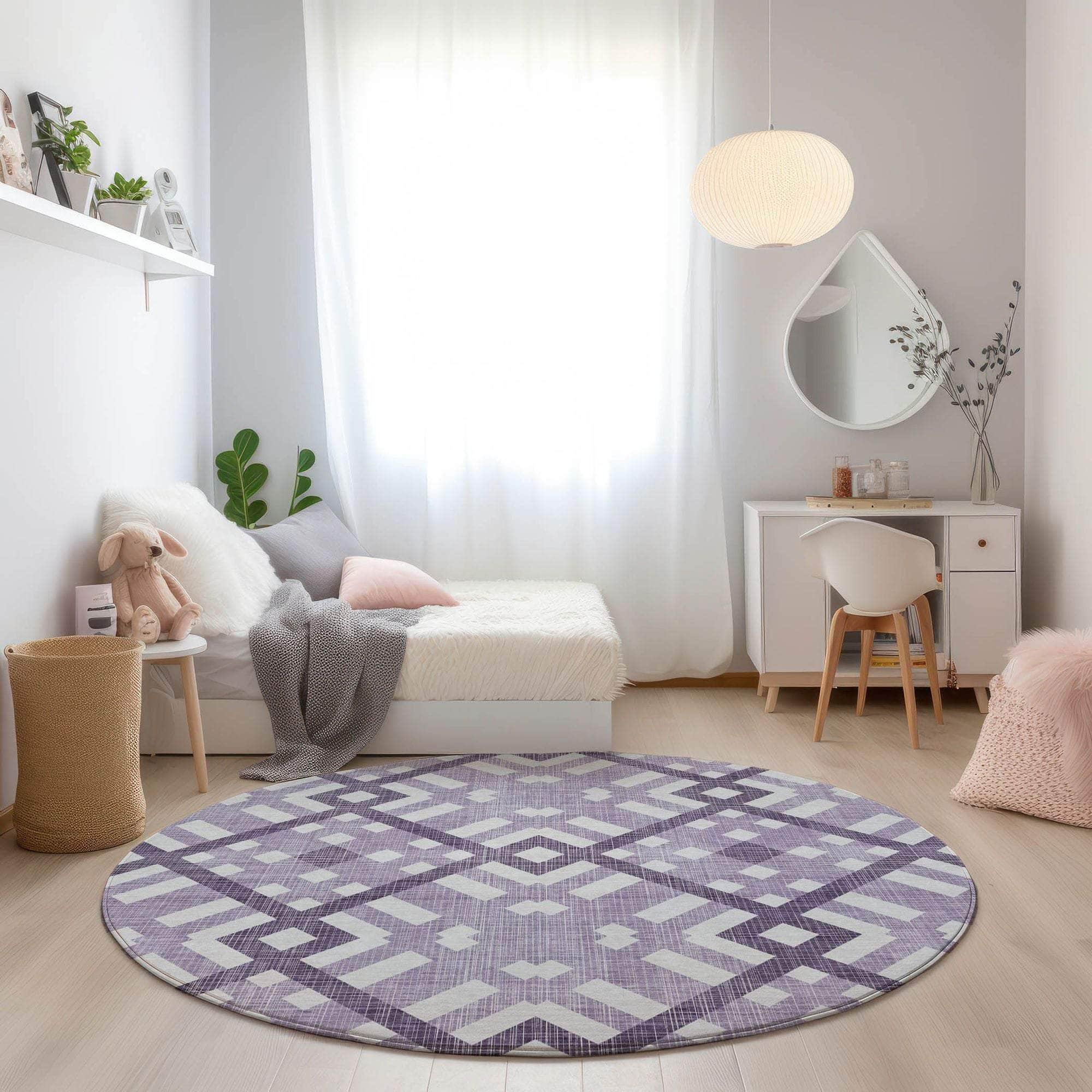 Machine Made ACN616 Purple Rugs