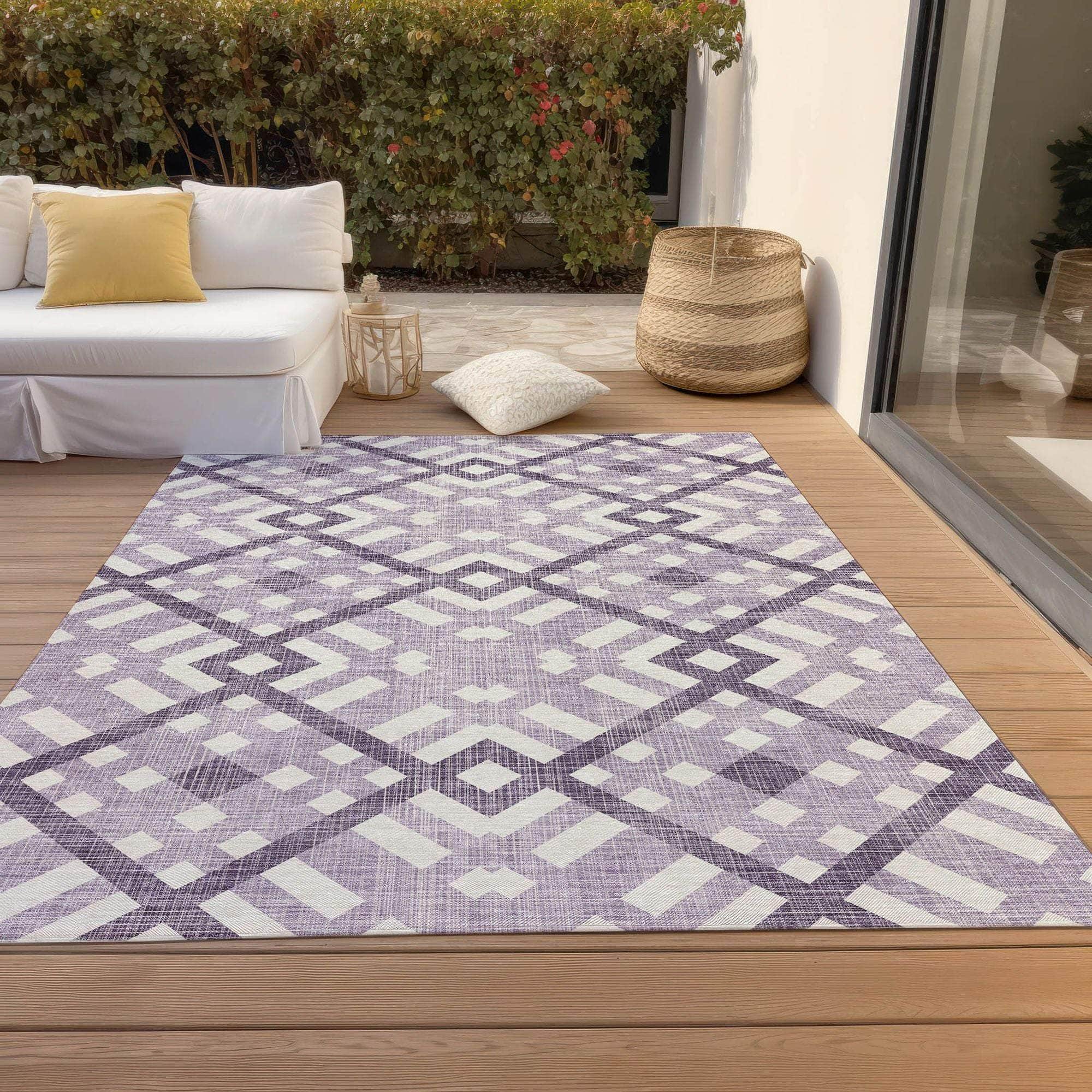 Machine Made ACN616 Purple Rugs